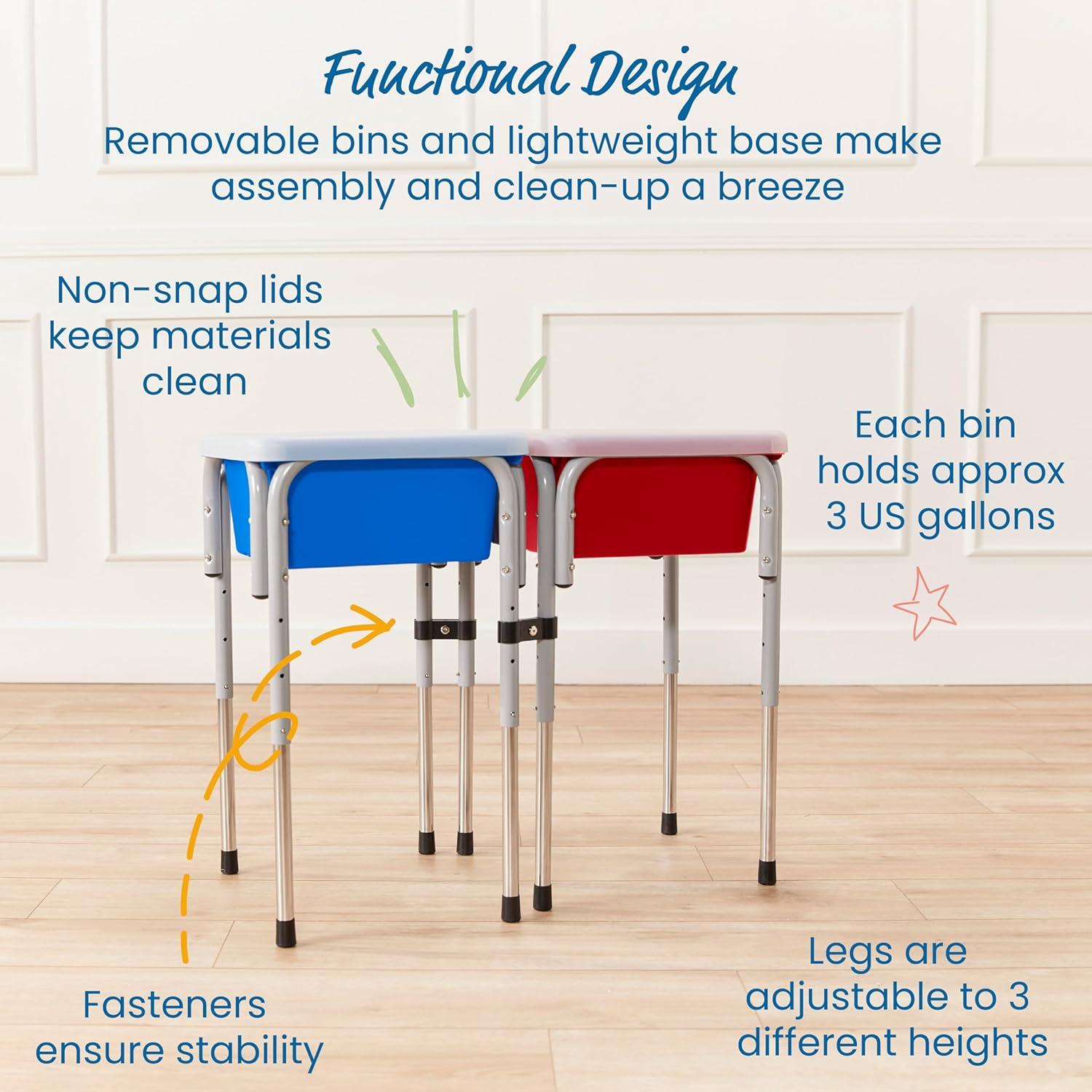 Mesa de Juego Sensorial ECR4Kids Ajustable 2 Estaciones Azul/Rojo