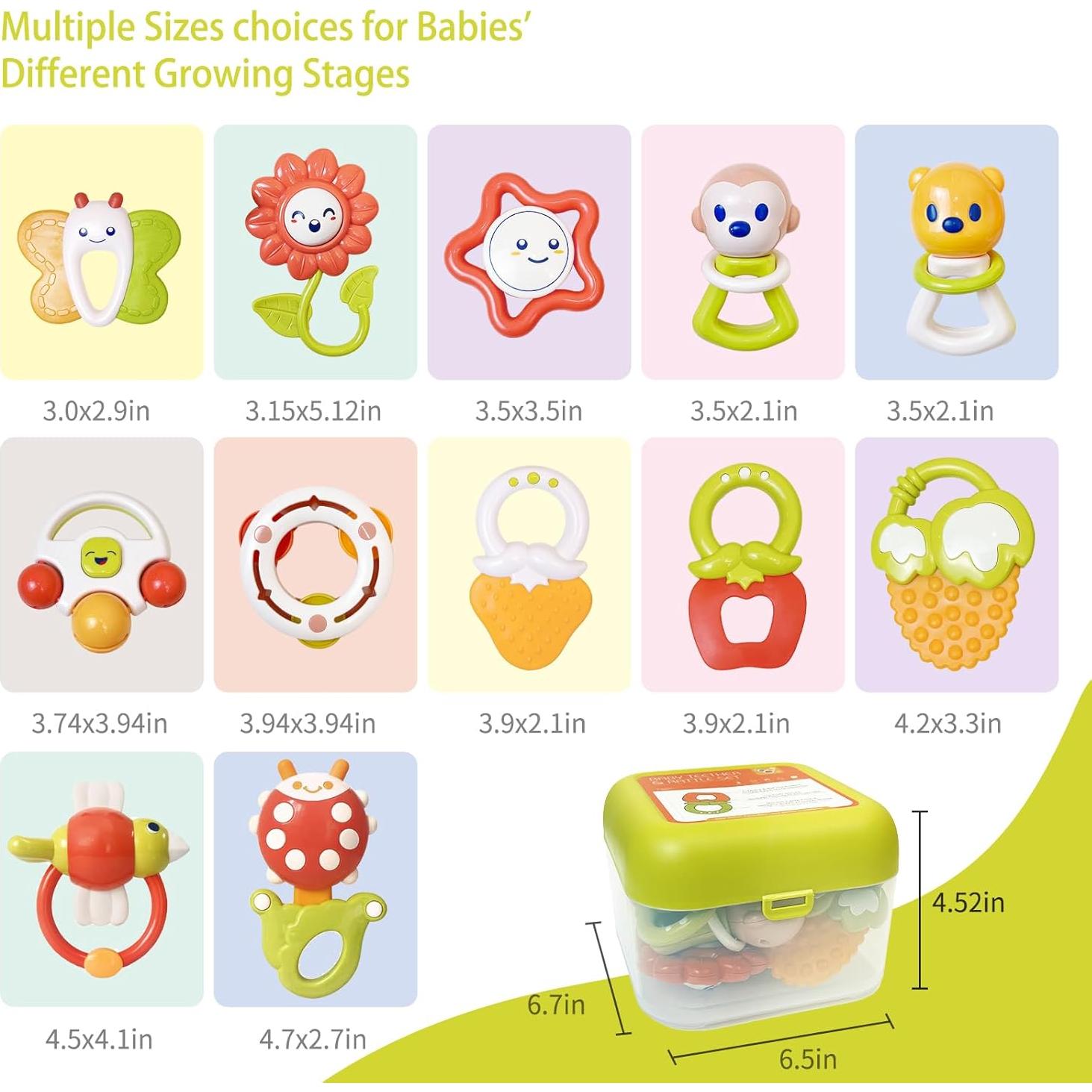 Juego de 12 Sonajeros para Bebés Cuterabit con Estuche