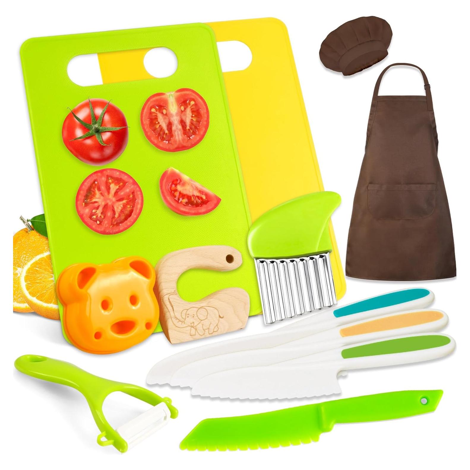 Juego de cuchillos para niños HKKDKTA 12 piezas con delantal
