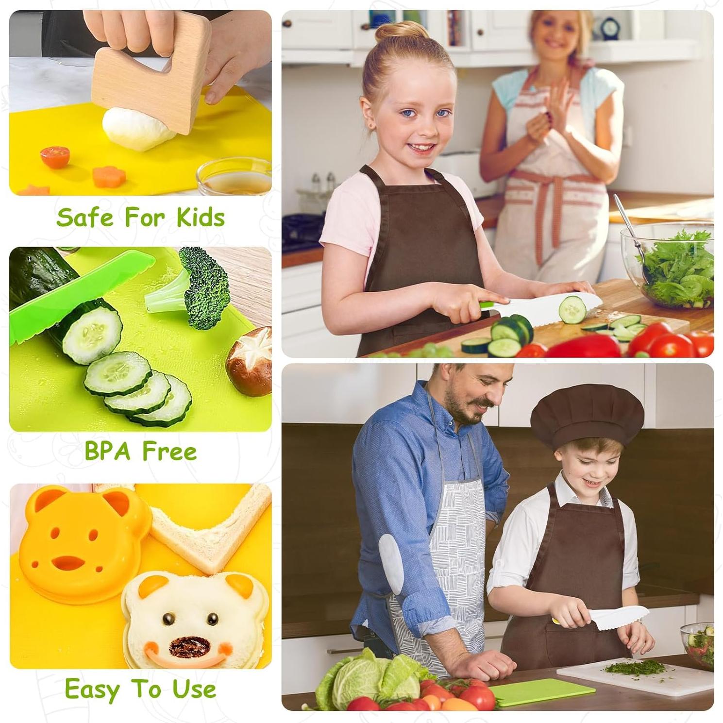 Juego de cuchillos para niños HKKDKTA 12 piezas con delantal