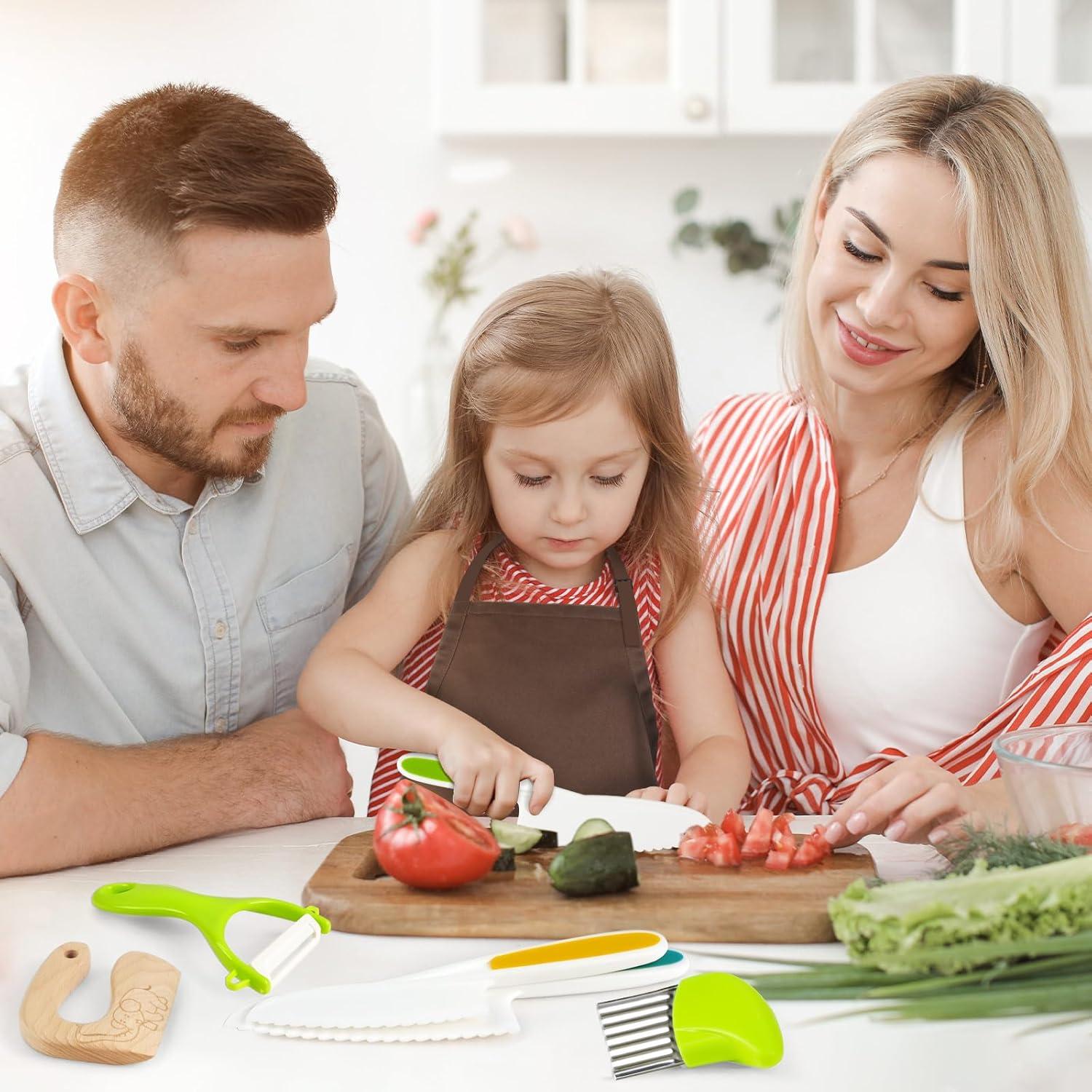 Juego de cuchillos para niños HKKDKTA 12 piezas con delantal