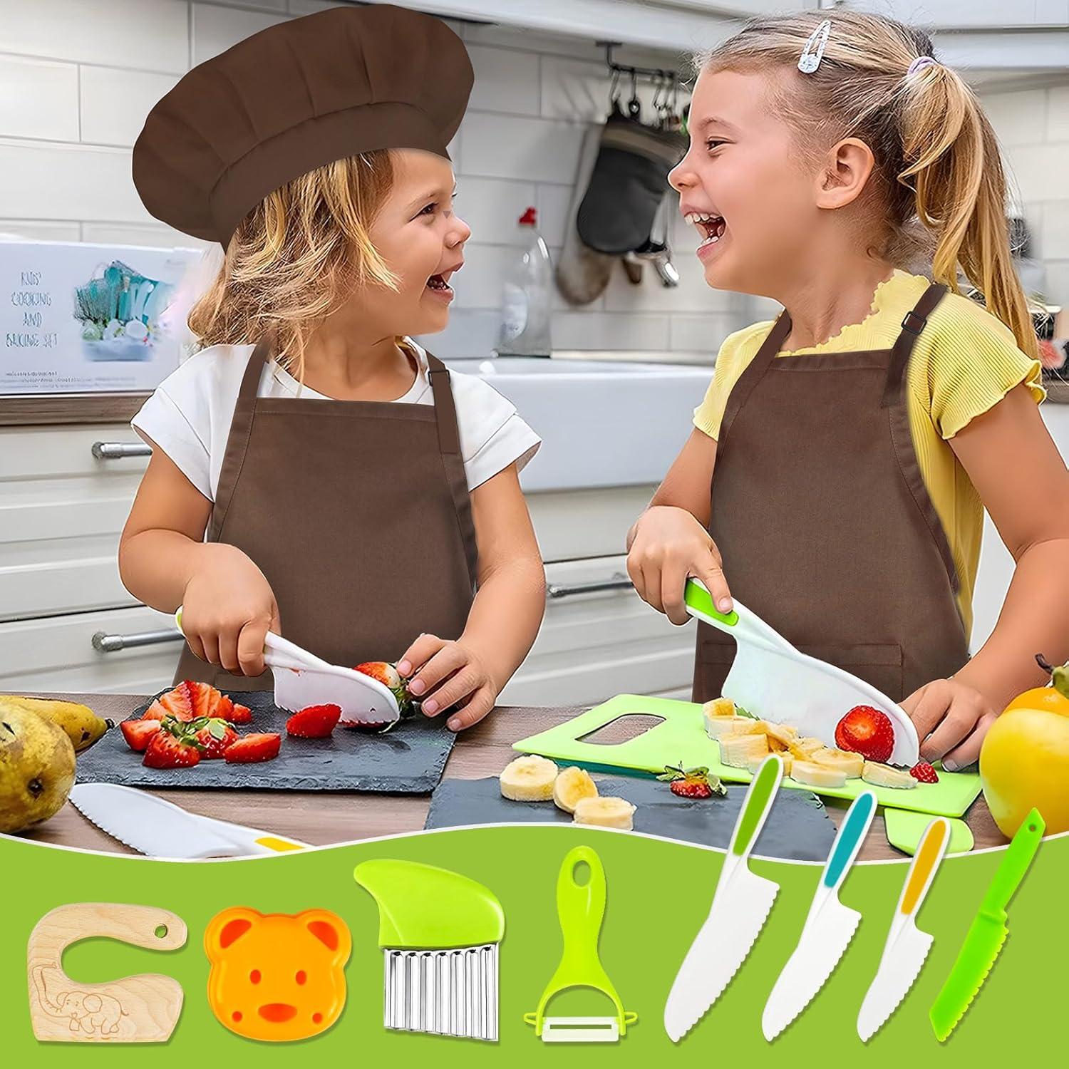 Juego de cuchillos para niños HKKDKTA 12 piezas con delantal