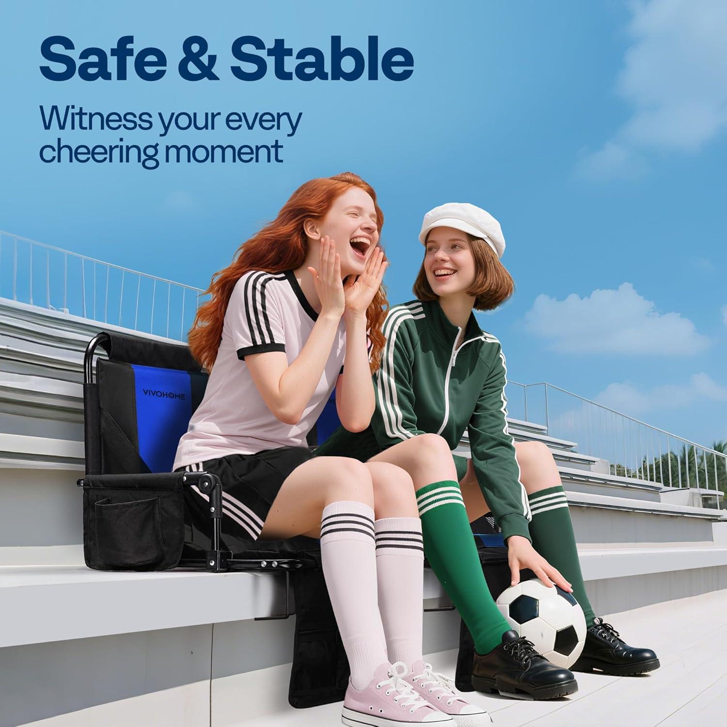 Asiento de Estadio VIVOHOME Plegable con Soporte y Cojín