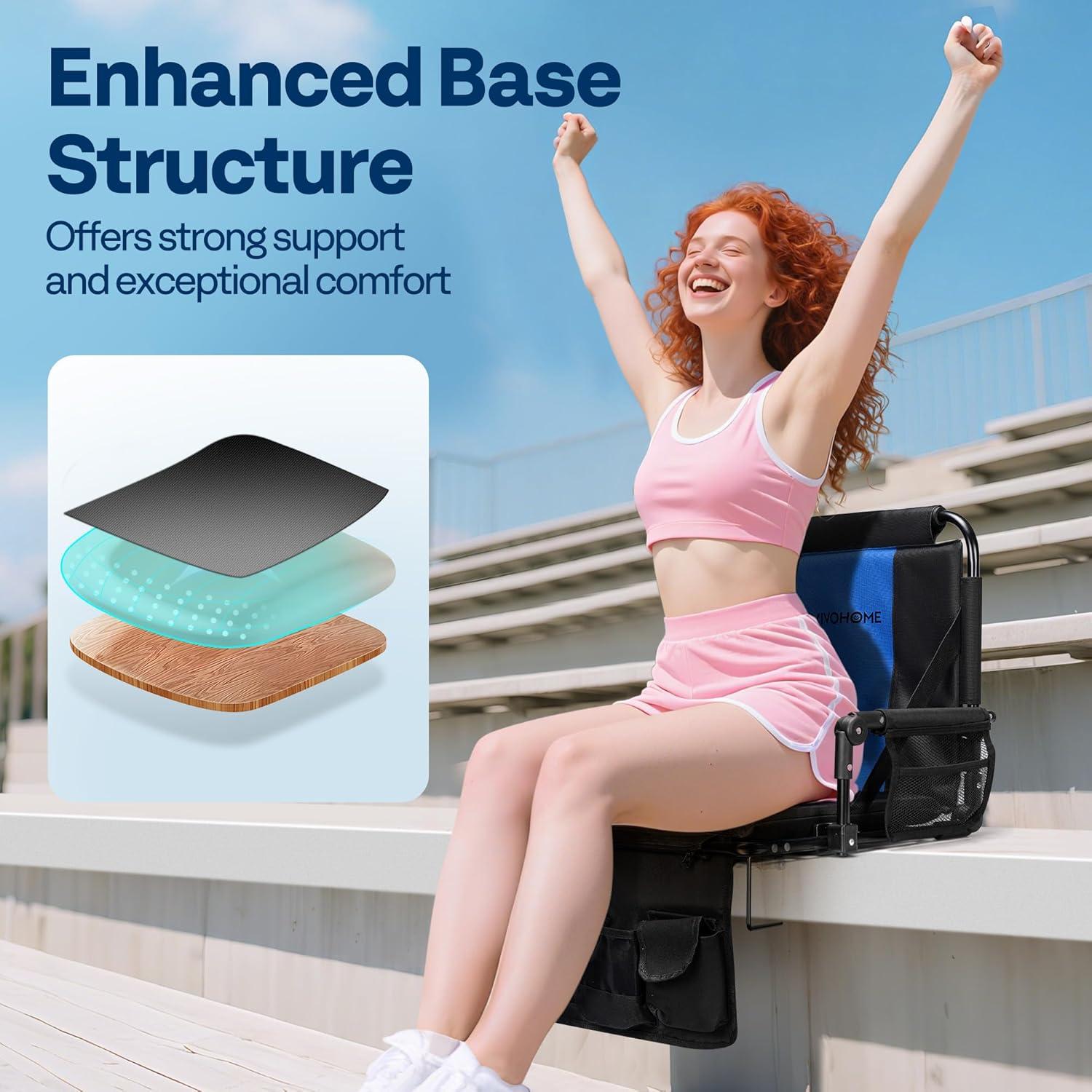 Asiento de Estadio VIVOHOME Plegable con Soporte y Cojín