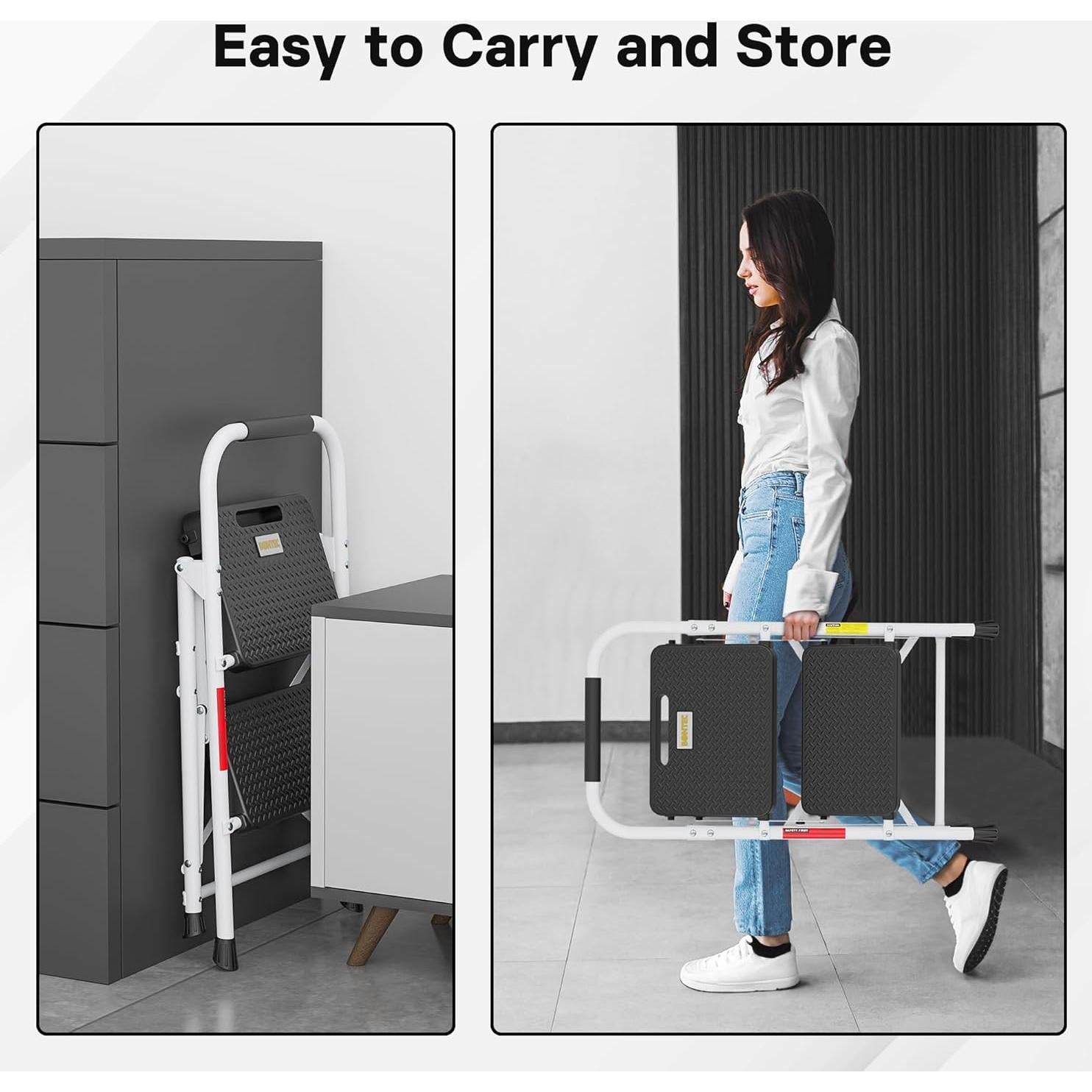 Escalera Plegable BONTEC 2 Peldaños 272kg Antideslizante