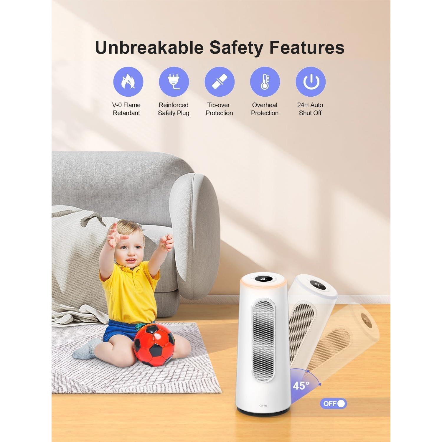 Calefactor Eléctrico CLEVAST CL-EH01 1500W Portátil con Termostato