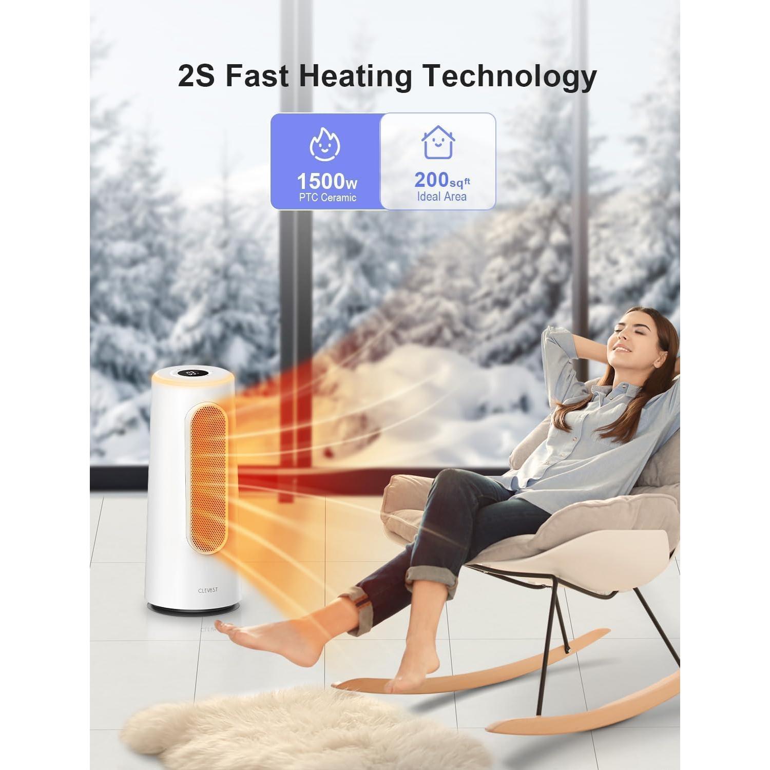 Calefactor Eléctrico CLEVAST CL-EH01 1500W Portátil con Termostato