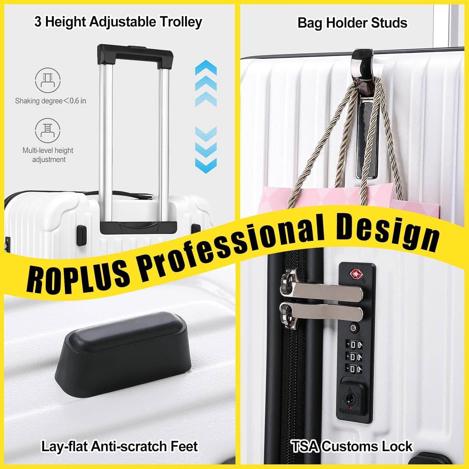 Maleta de Mano Dura ROPLUS 21" con Ruedas Grandes y Cerradura TSA