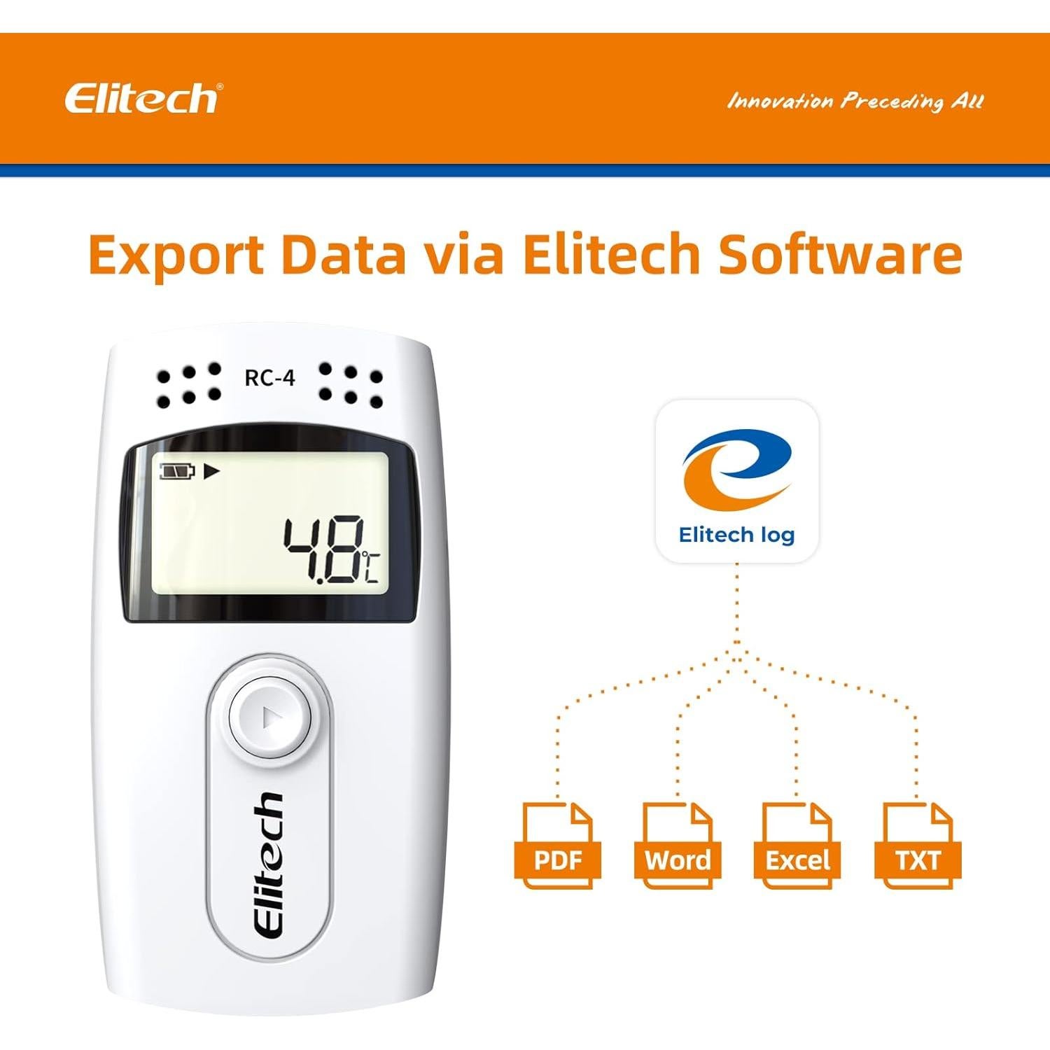 Registrador de Datos de Temperatura Elitech RC-4G con Glicol