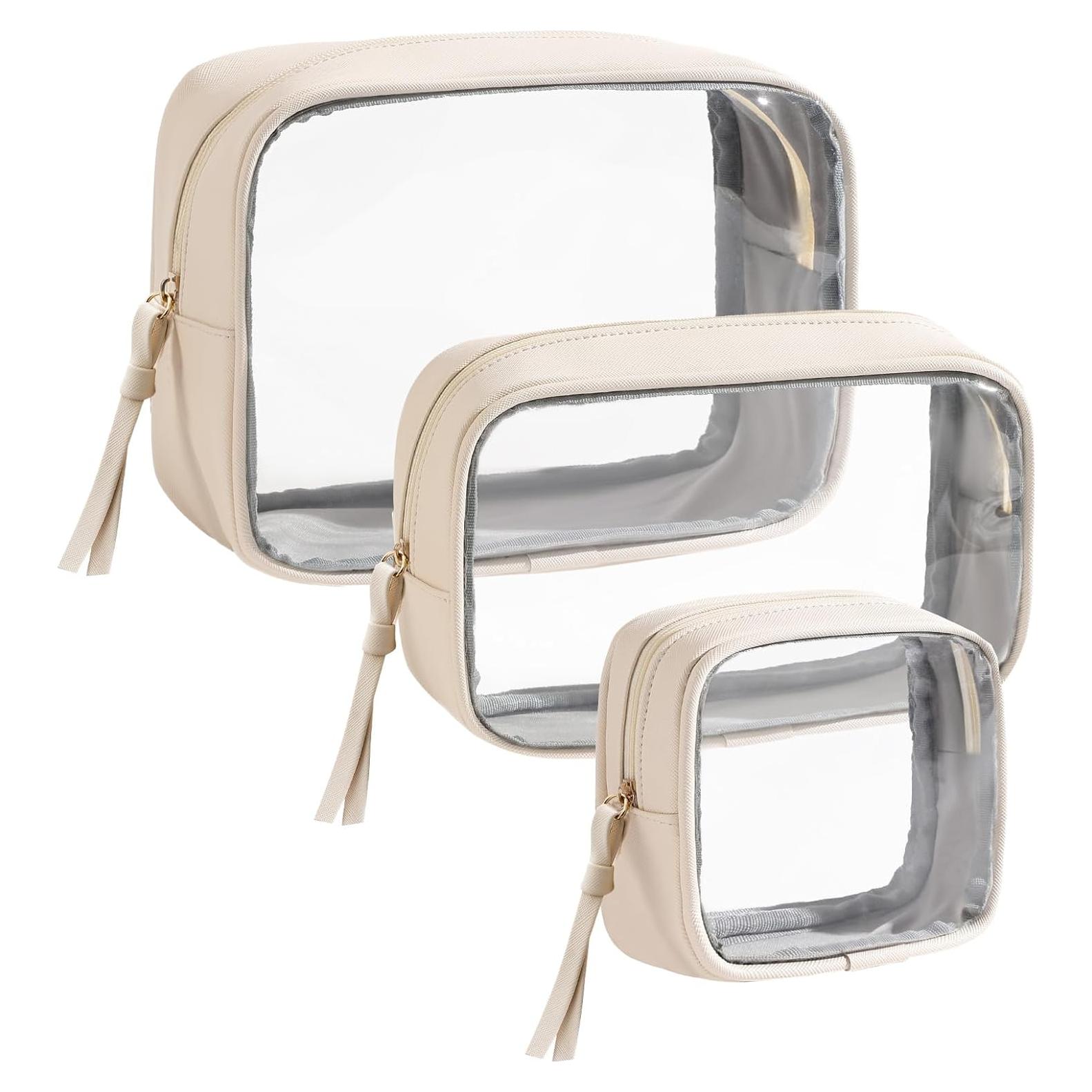 Bolsa de Maquillaje de Viaje Vorspack - 3 Piezas Transparente Beige