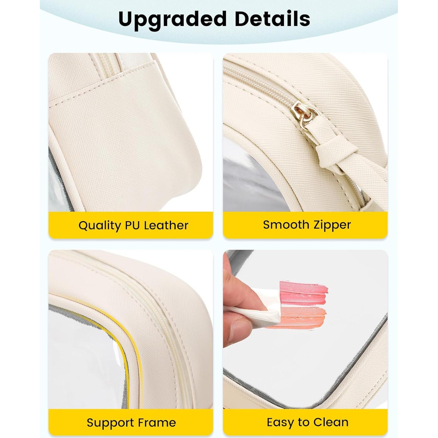 Bolsa de Maquillaje de Viaje Vorspack - 3 Piezas Transparente Beige