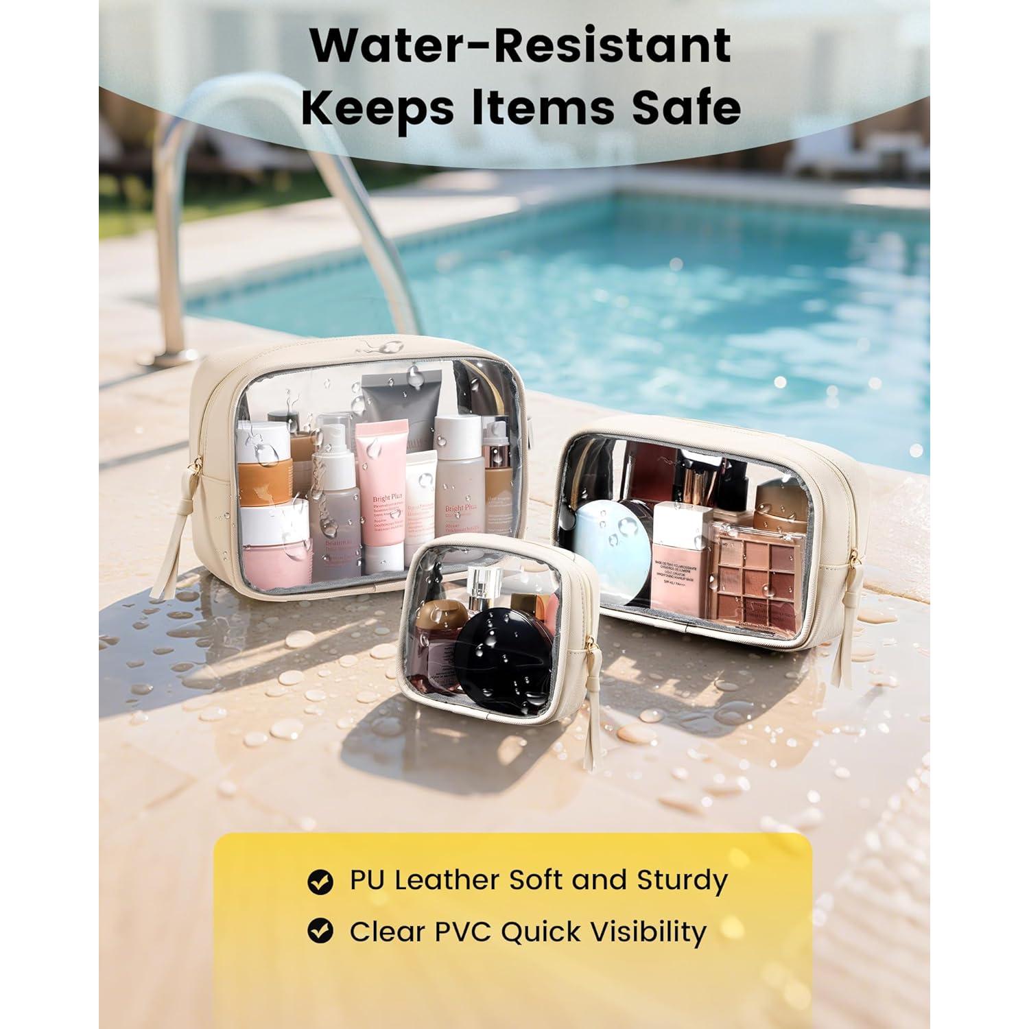 Bolsa de Maquillaje de Viaje Vorspack - 3 Piezas Transparente Beige