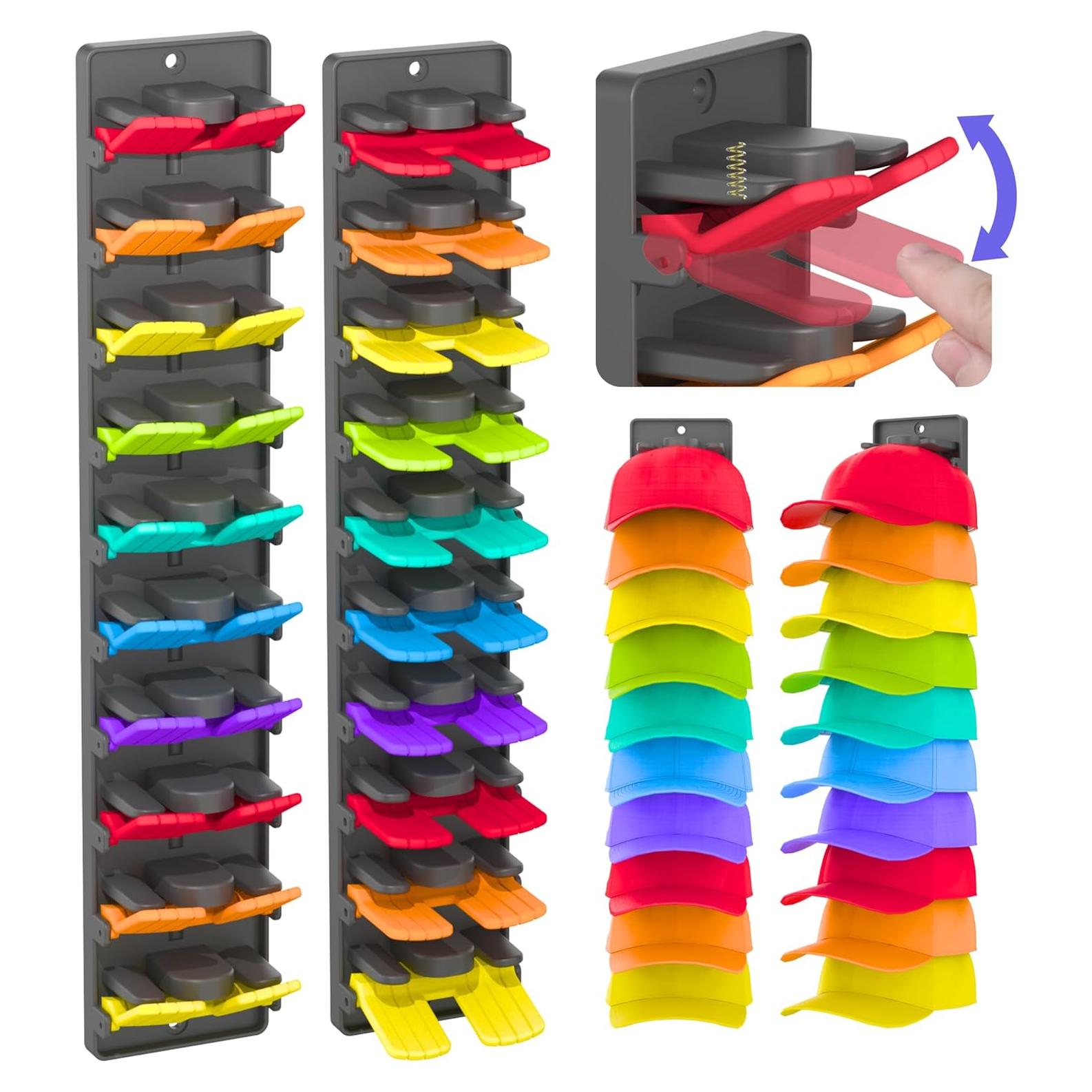 Organizador de Gorras BRUBEQO 2 Paquetes con Clips de Resorte