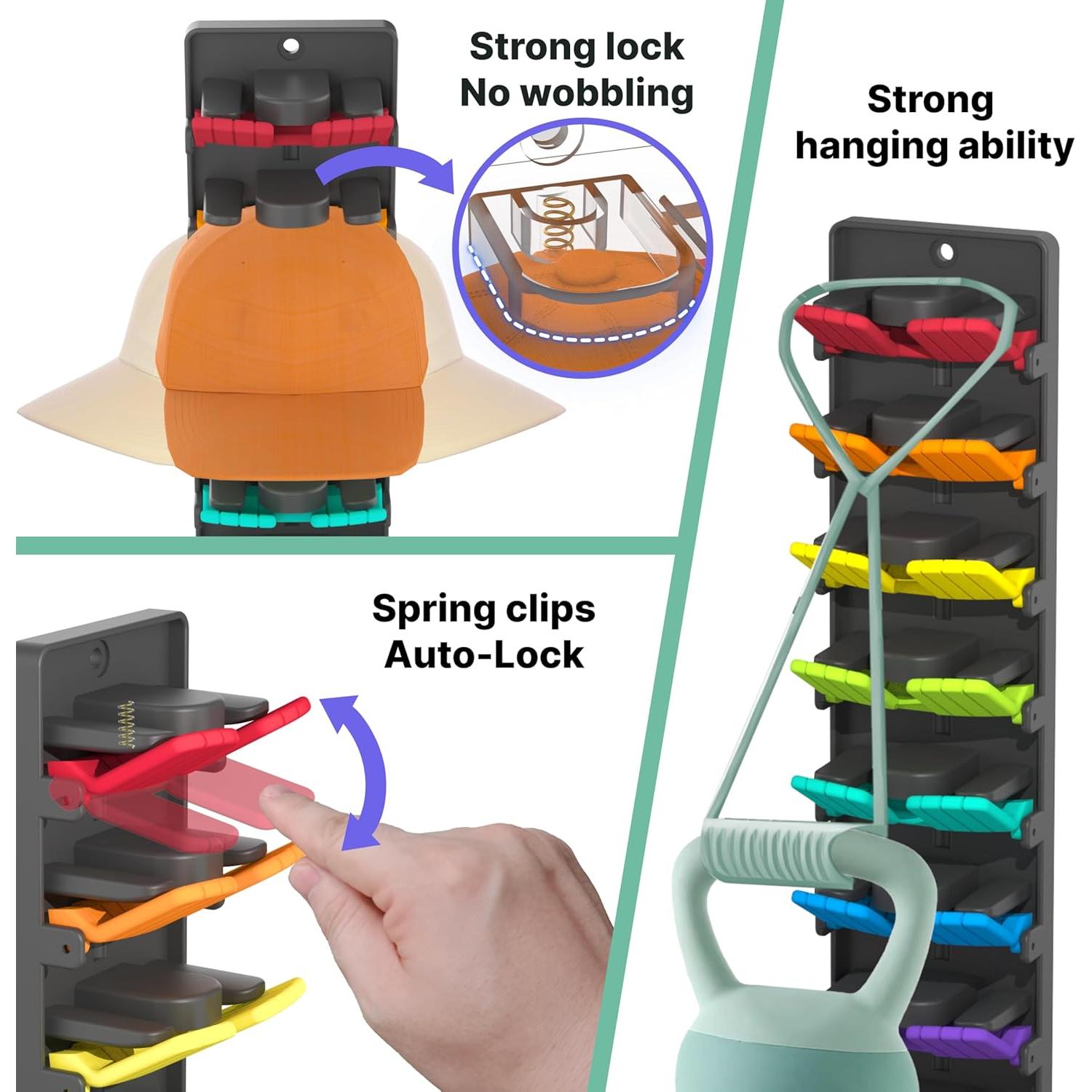 Organizador de Gorras BRUBEQO 2 Paquetes con Clips de Resorte