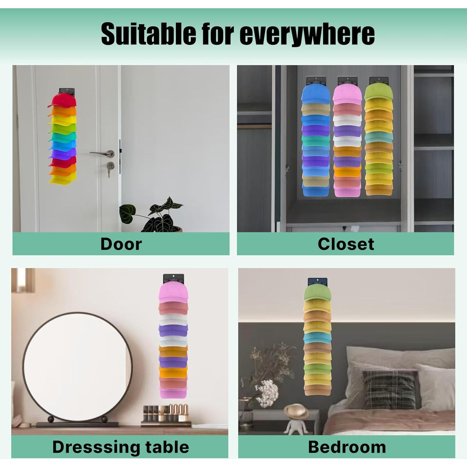 Organizador de Gorras BRUBEQO 2 Paquetes con Clips de Resorte