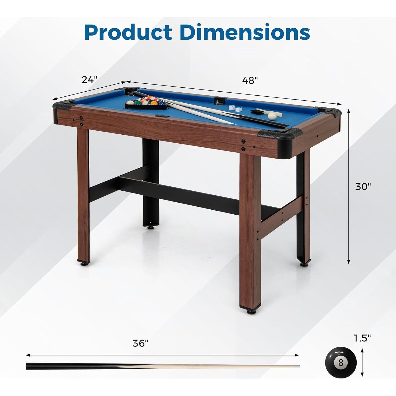 Mesa de Billar GYMAX 122x61x76 cm con Accesorios Completo