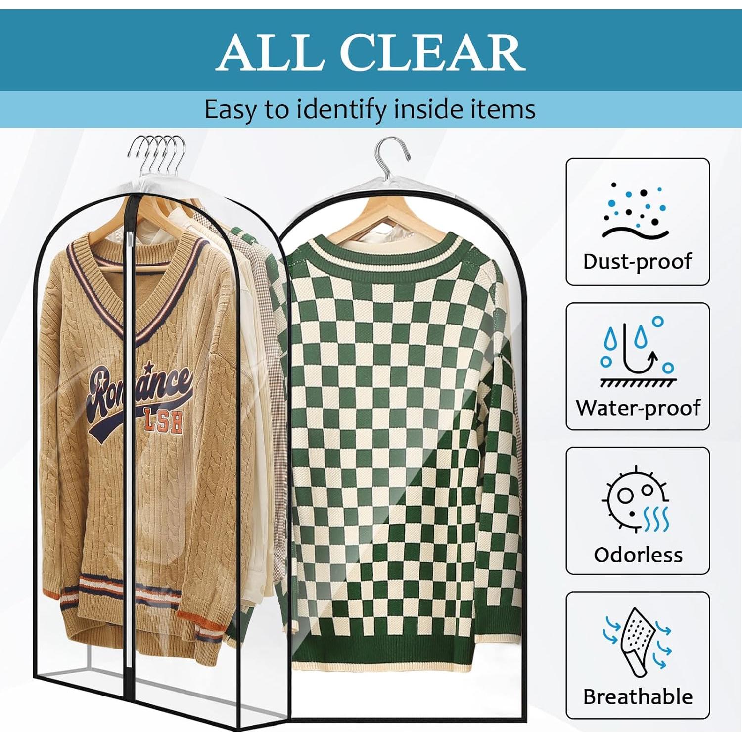 Bolsas de Ropa Colgantes Perber 60x100 cm Pack de 4