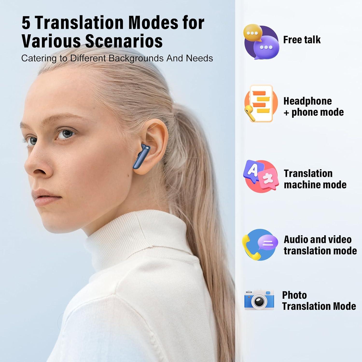 Auriculares Traductores AI Puqo EV68 Bluetooth 5.3 164 Idiomas
