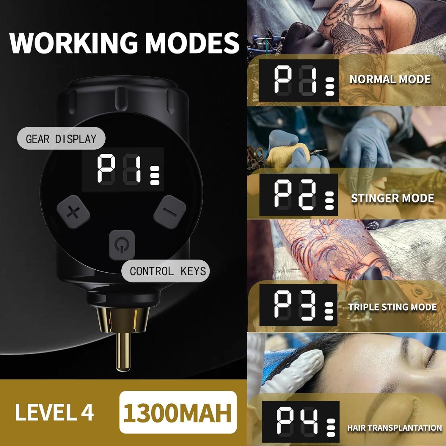 Kit de Tatuaje Inalámbrico NBTA2 con 2 Baterías y Accesorios