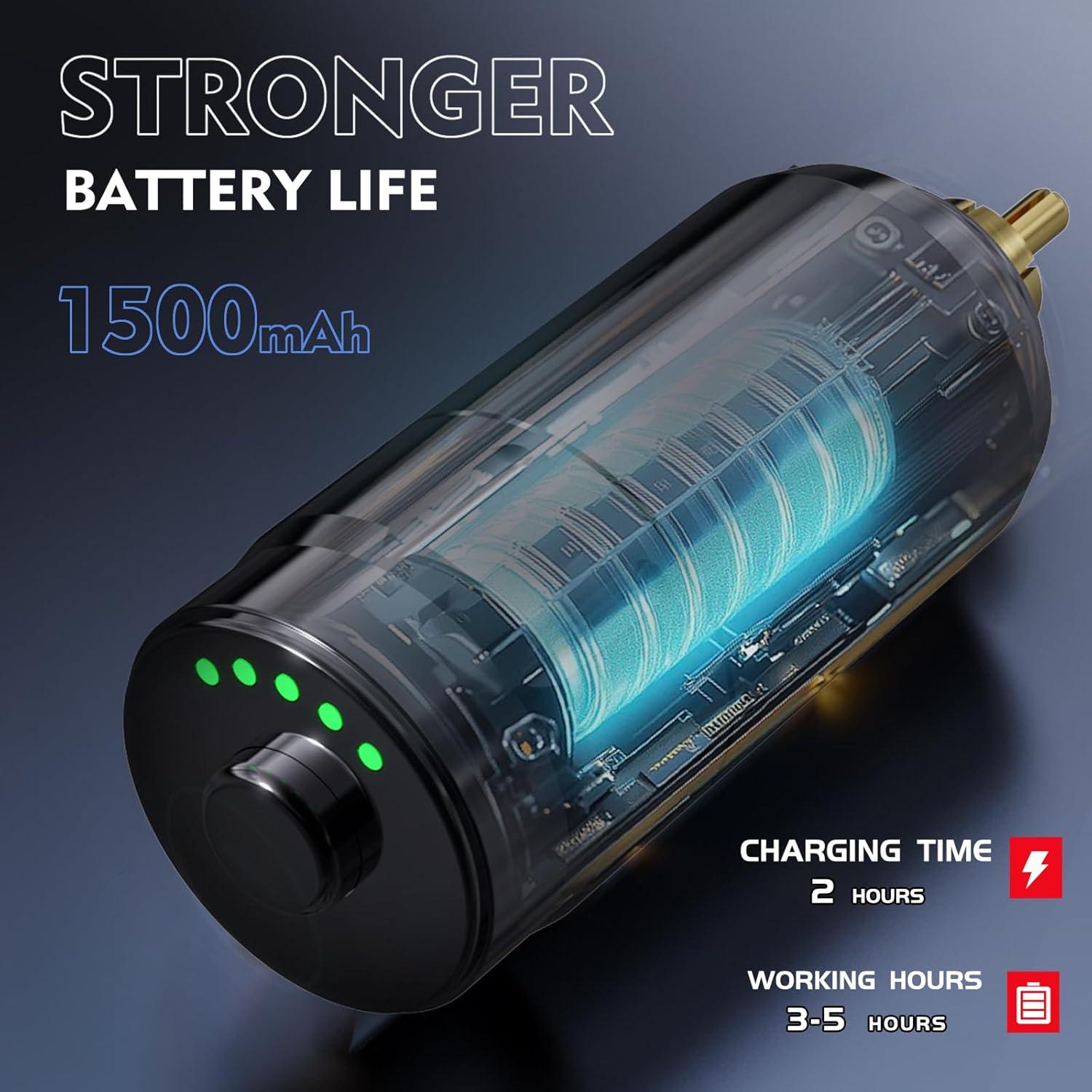 Kit de Tatuaje Inalámbrico NBTA2 con 2 Baterías y Accesorios