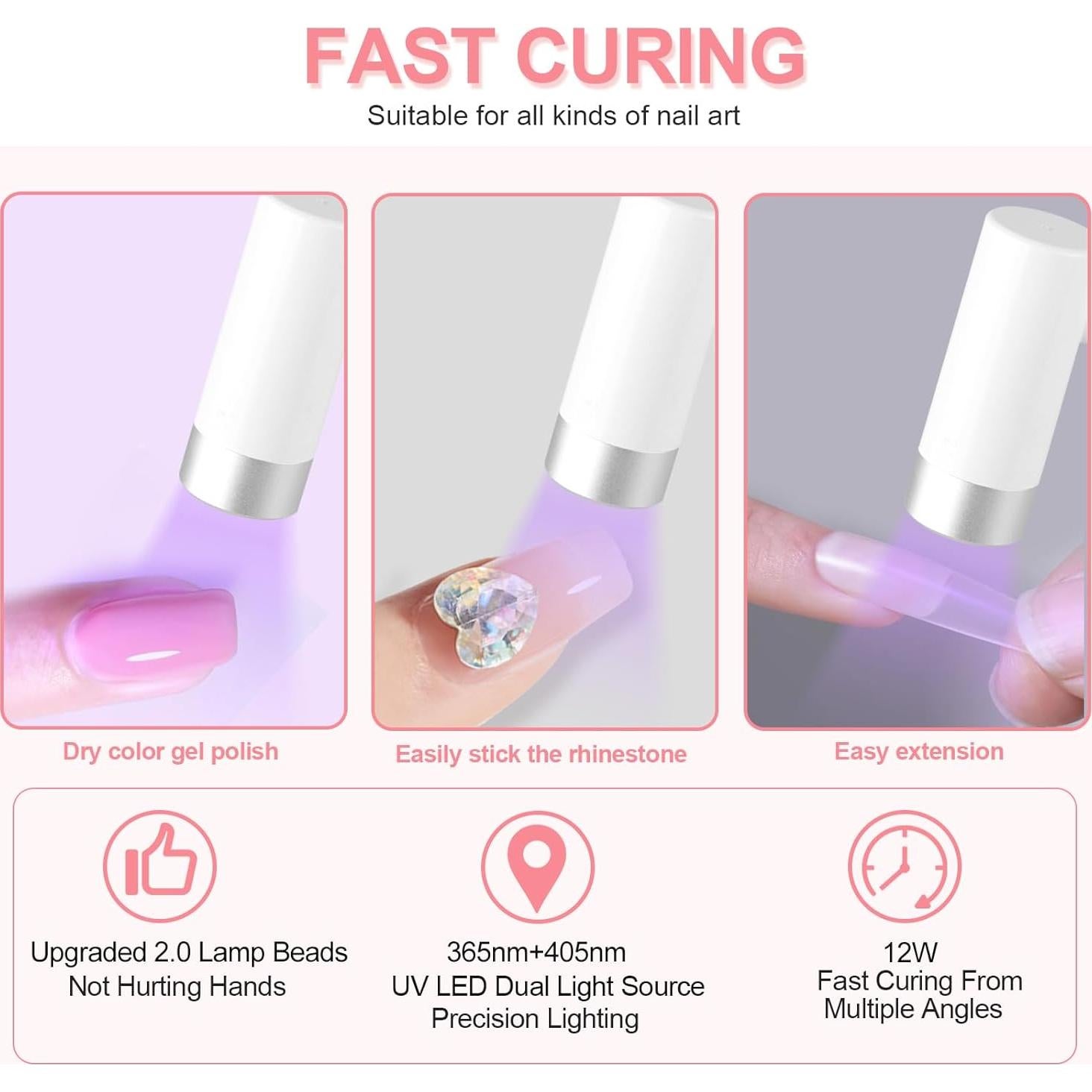 Lámpara UV LED para Uñas Gel X Inalámbrica 12W Blanca