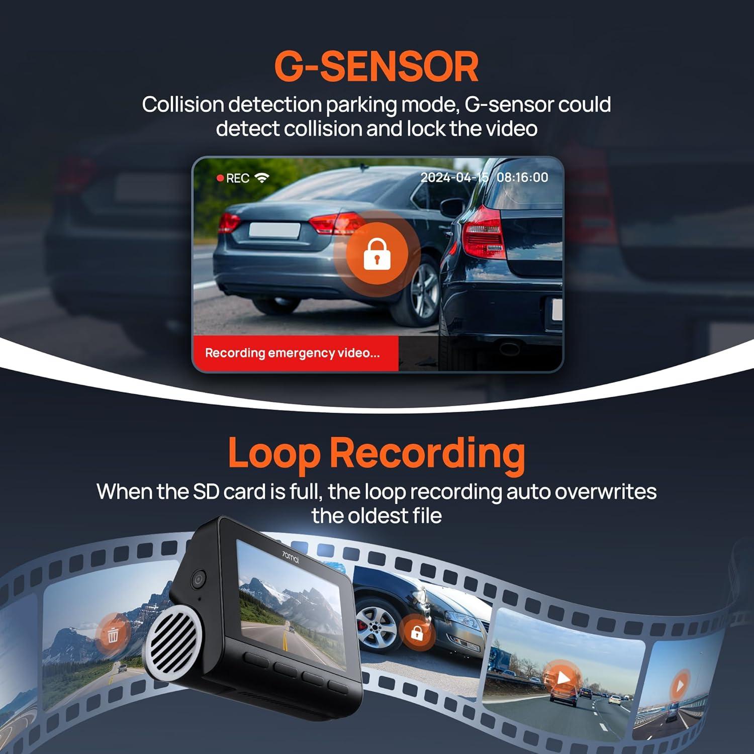 Cámara Dash 70mai A800S 4K Delantera y Trasera con GPS