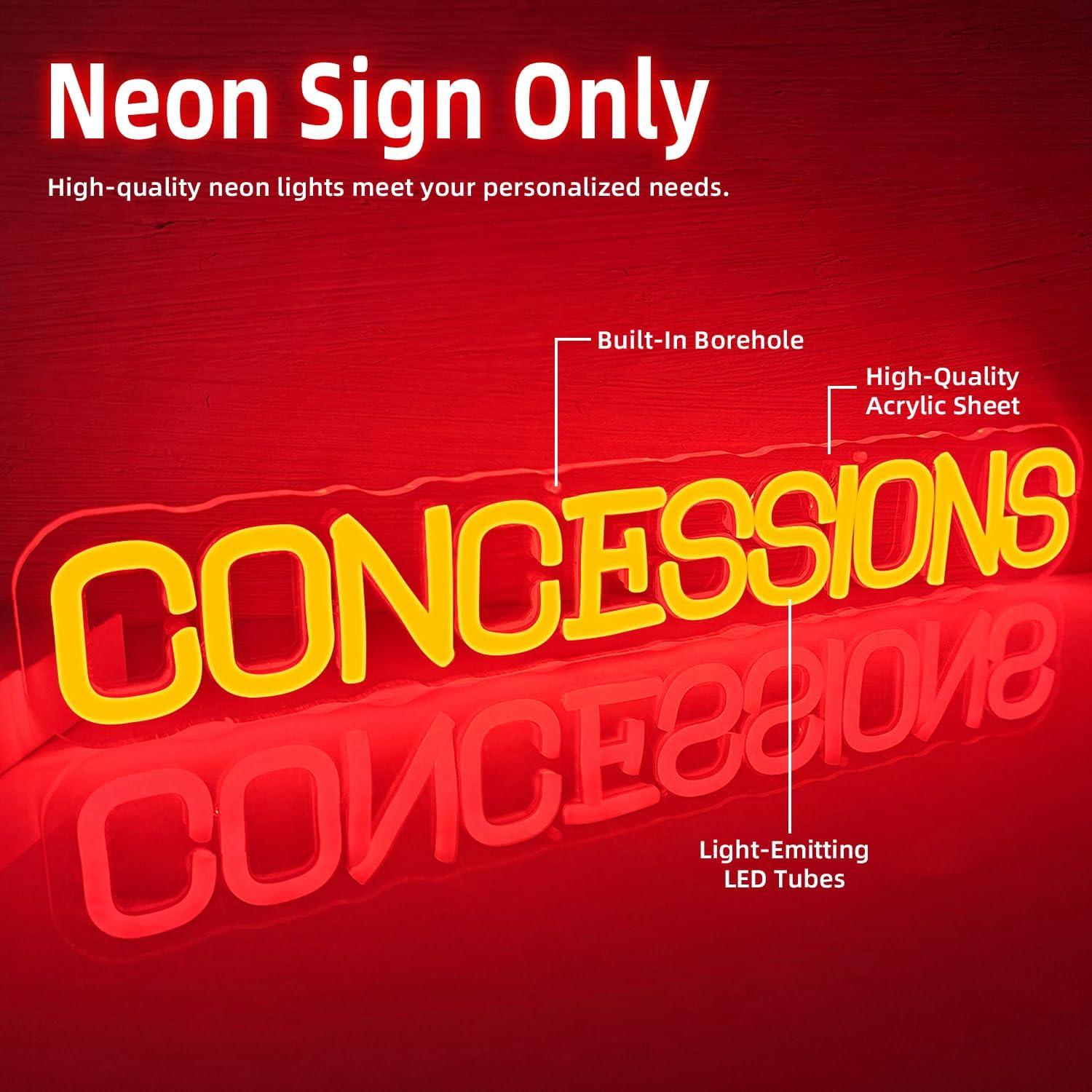 Letrero de Neón LED Jeanchrl Concesiones para Fiesta 28.2x19.8cm