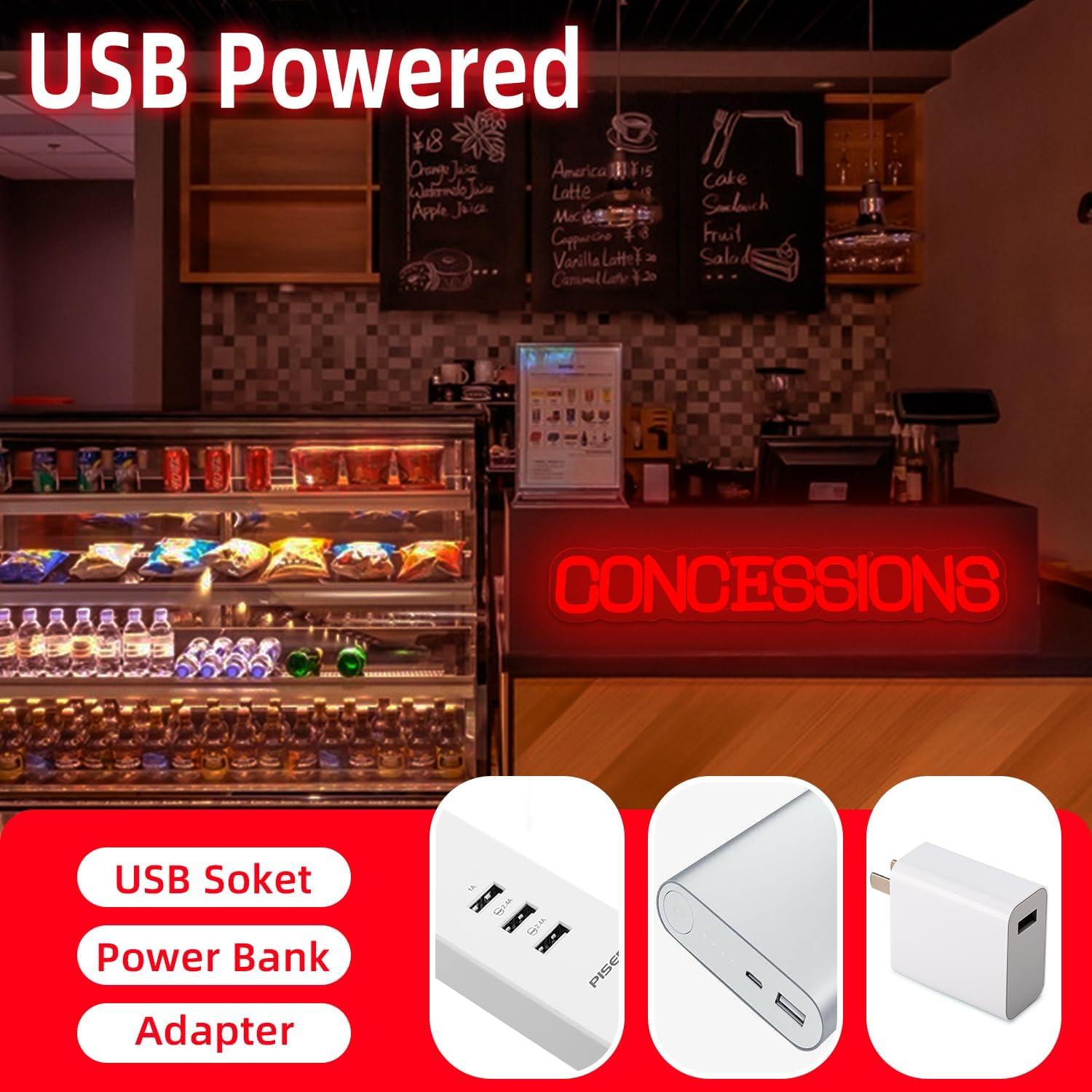 Letrero de Neón LED Jeanchrl Concesiones para Fiesta 28.2x19.8cm