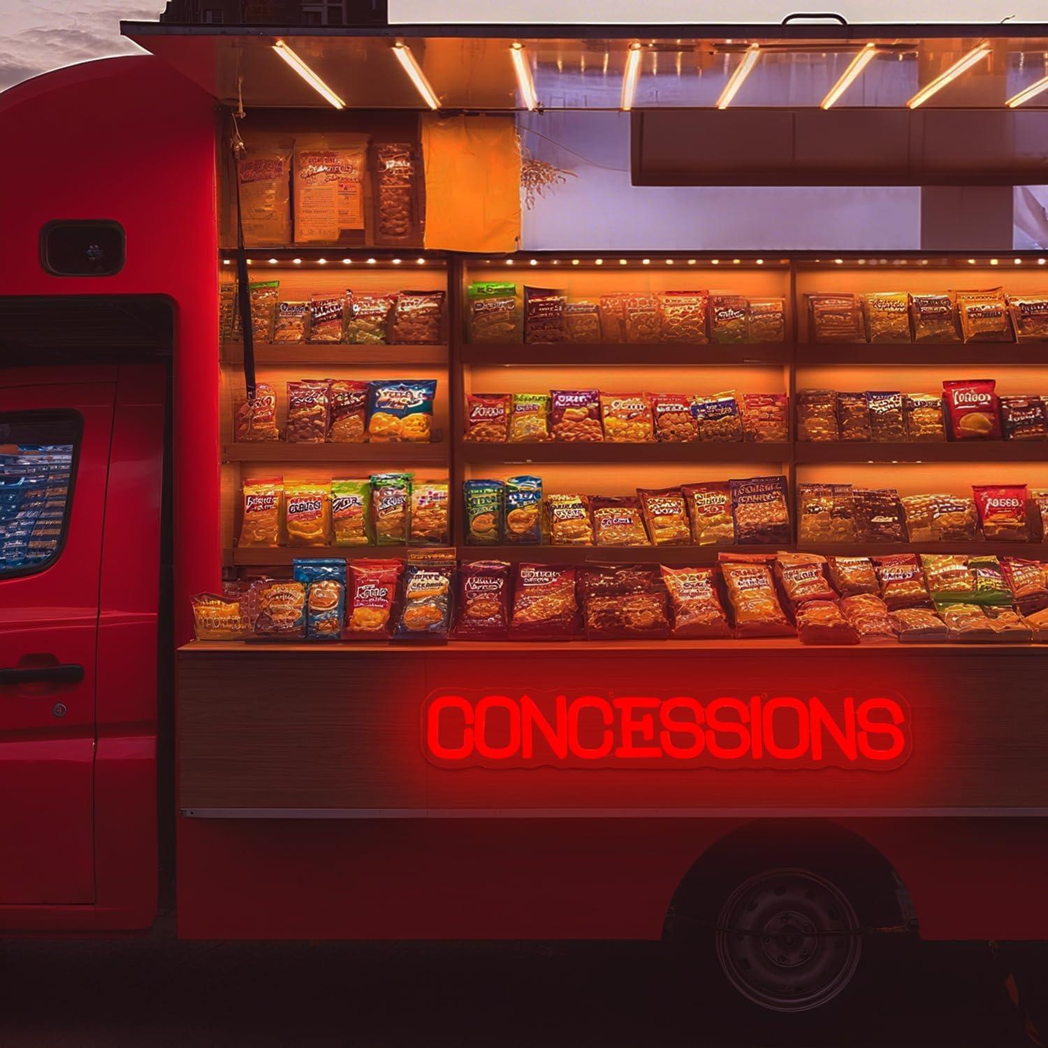 Letrero de Neón LED Jeanchrl Concesiones para Fiesta 28.2x19.8cm