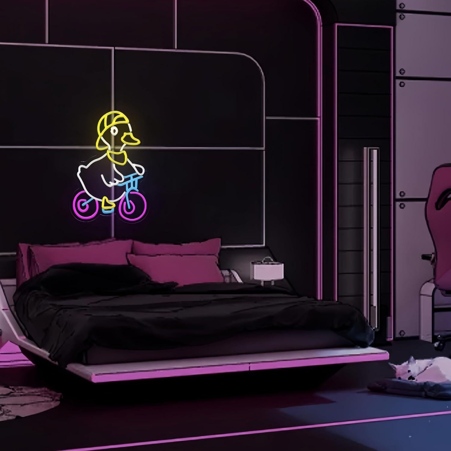 Luz de Neón LED Pato Montando Bicicleta HeyLEDNeoN 40.9x28.7cm