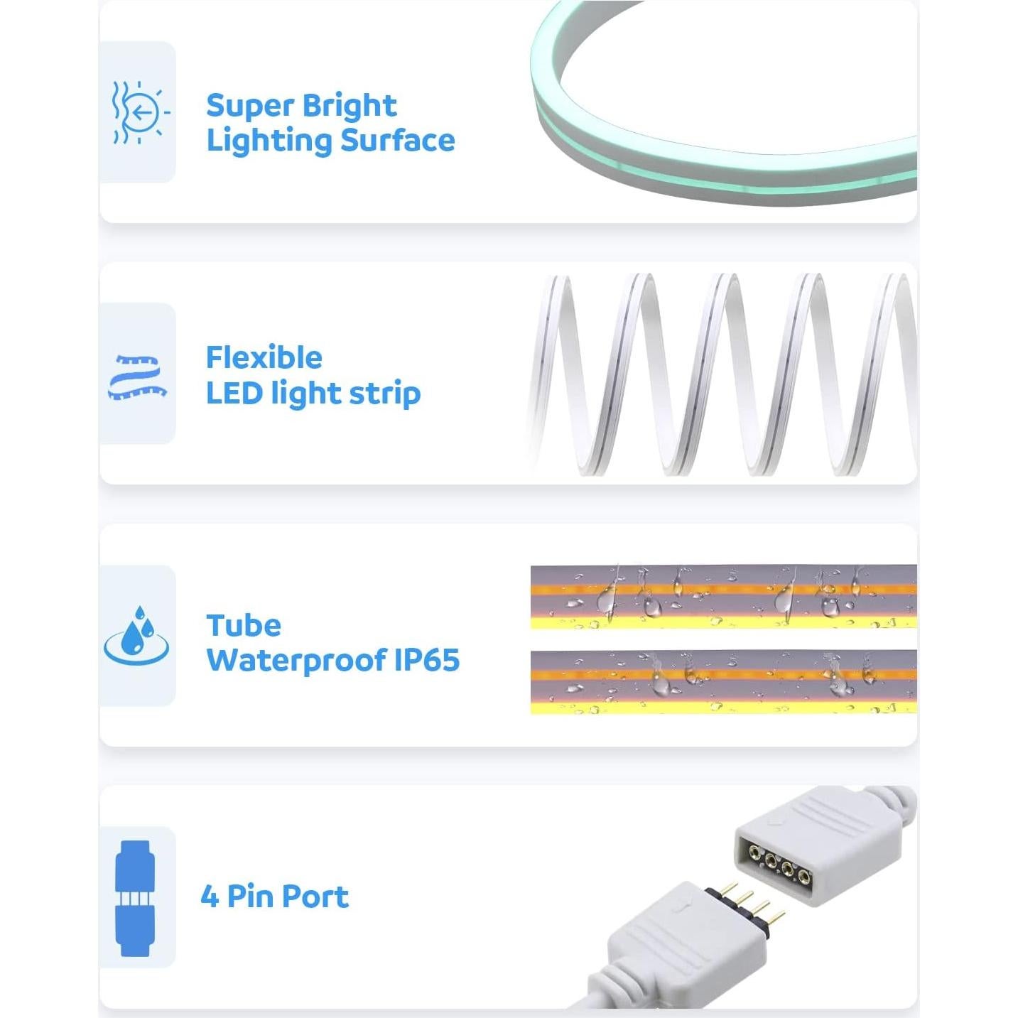 Tira LED Neón Aclorol 5M RGB 108Leds/M Impermeable 12V