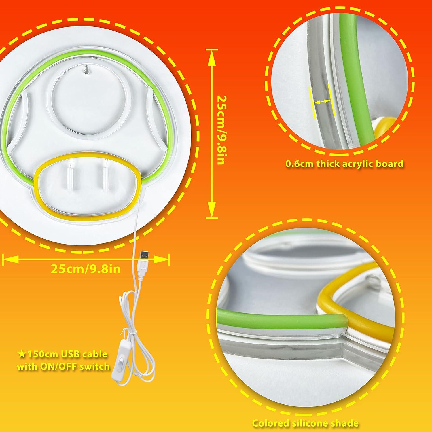 Luz de Neón LED Heliwey Hongo Verde 30x25 cm Decoración