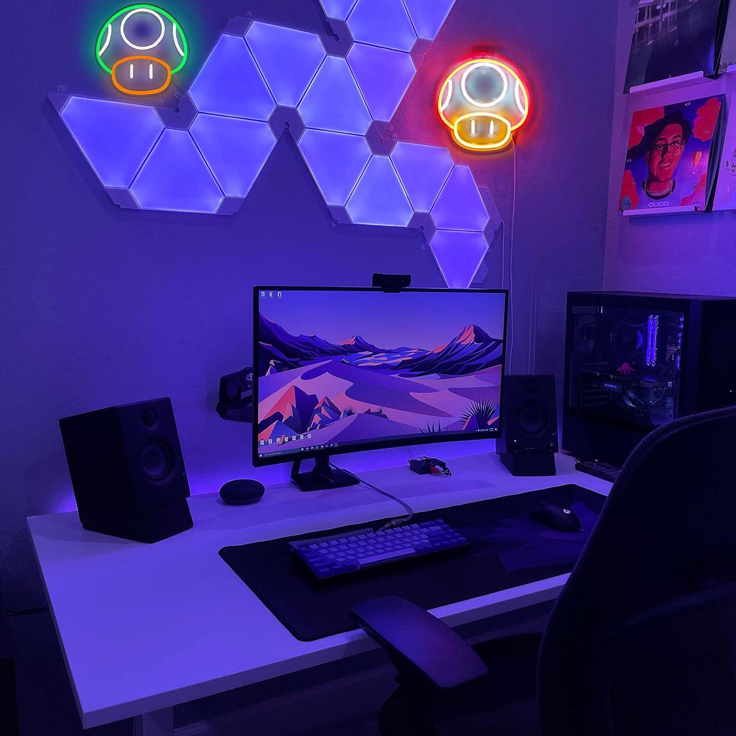 Luz de Neón LED Heliwey Hongo Verde 30x25 cm Decoración