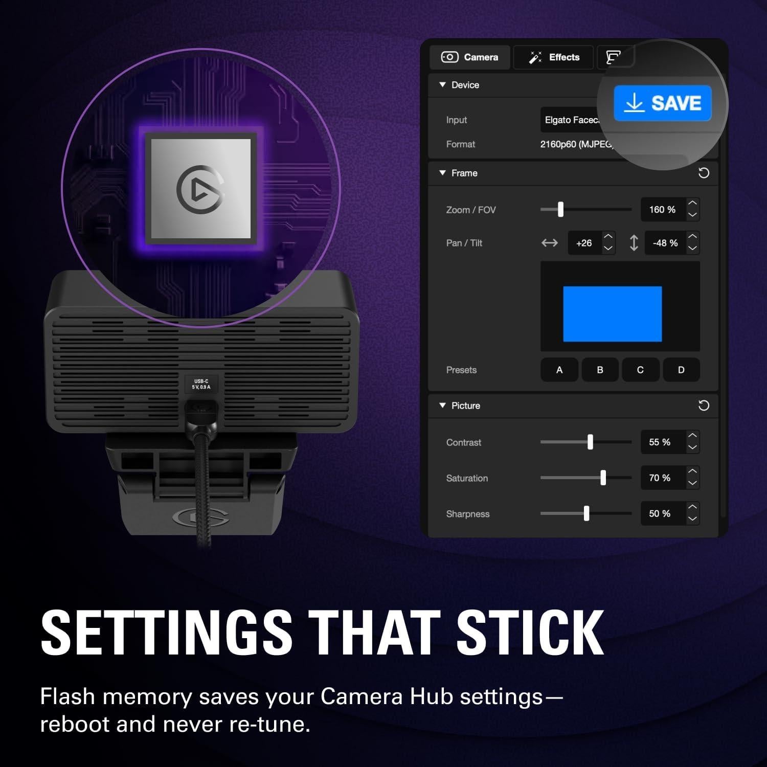 Webcam 4K Elgato Facecam 4K60 USB-C para PC y Mac