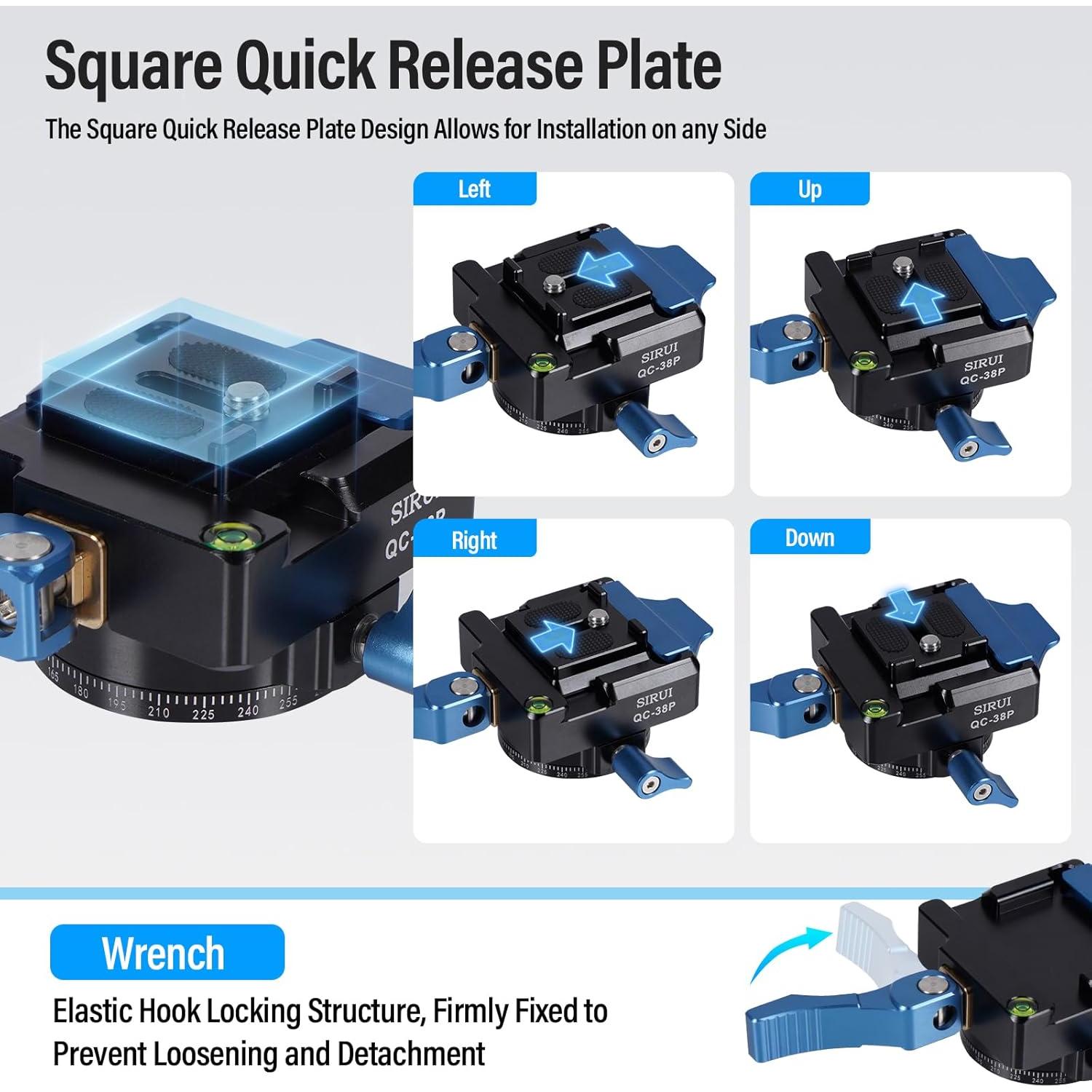 Placa de Liberación Rápida SIRUI QC-38P 38mm con Cabezal 360°