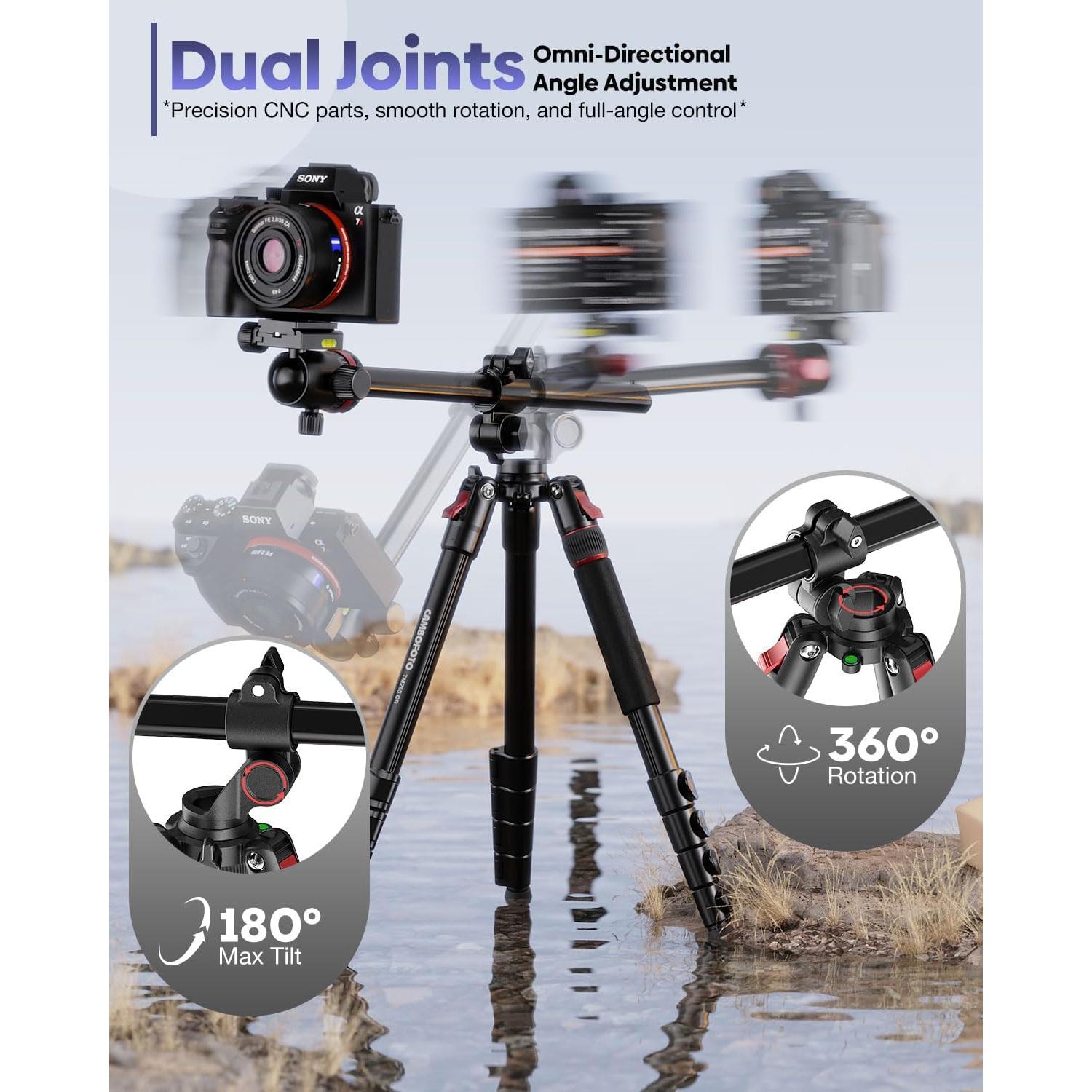 Trípode de Aluminio CAMBOFOTO TM265 172.72cm con Cabeza de Bola