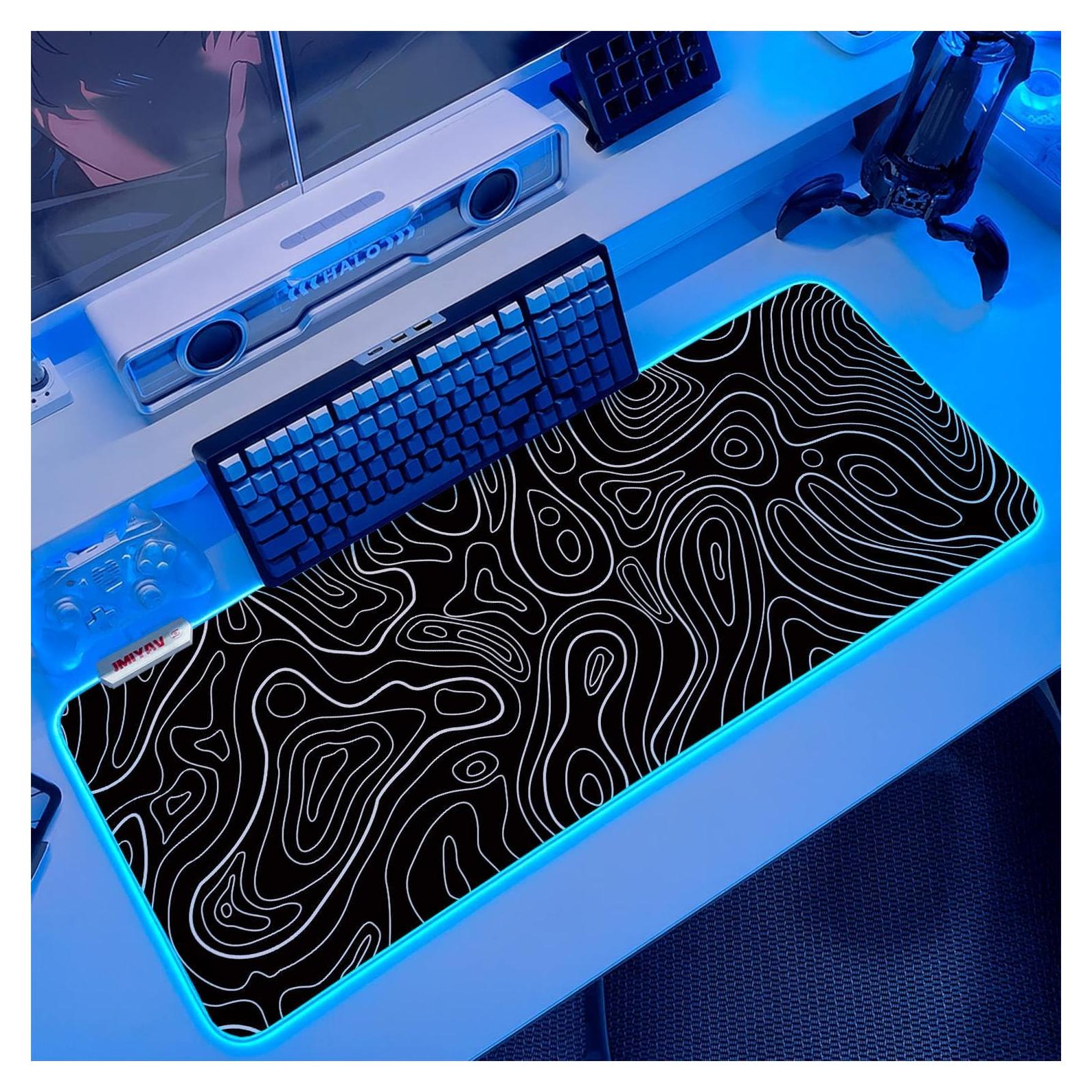 Alfombrilla de Ratón JMIYAV RGB Extra Grande 80x30cm Antideslizante