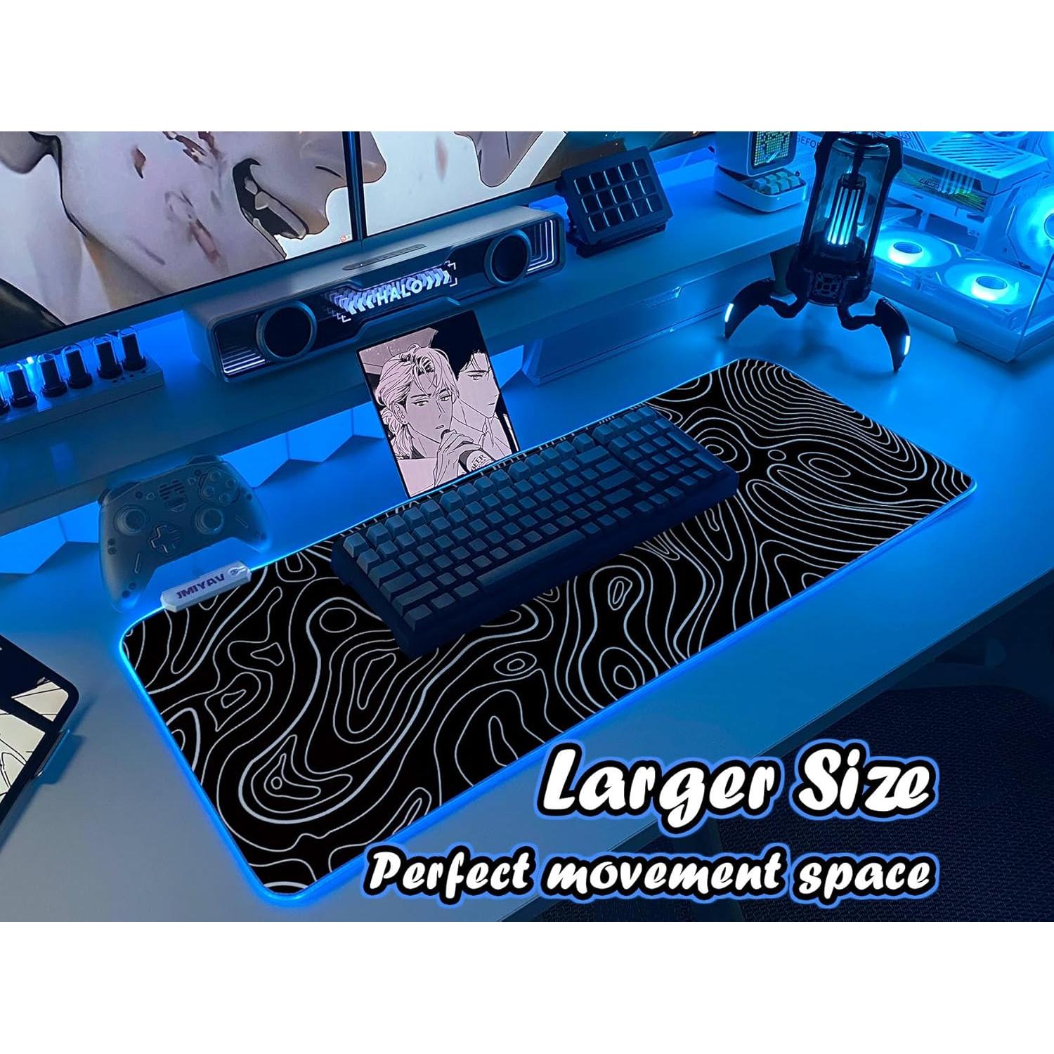 Alfombrilla de Ratón JMIYAV RGB Extra Grande 80x30cm Antideslizante