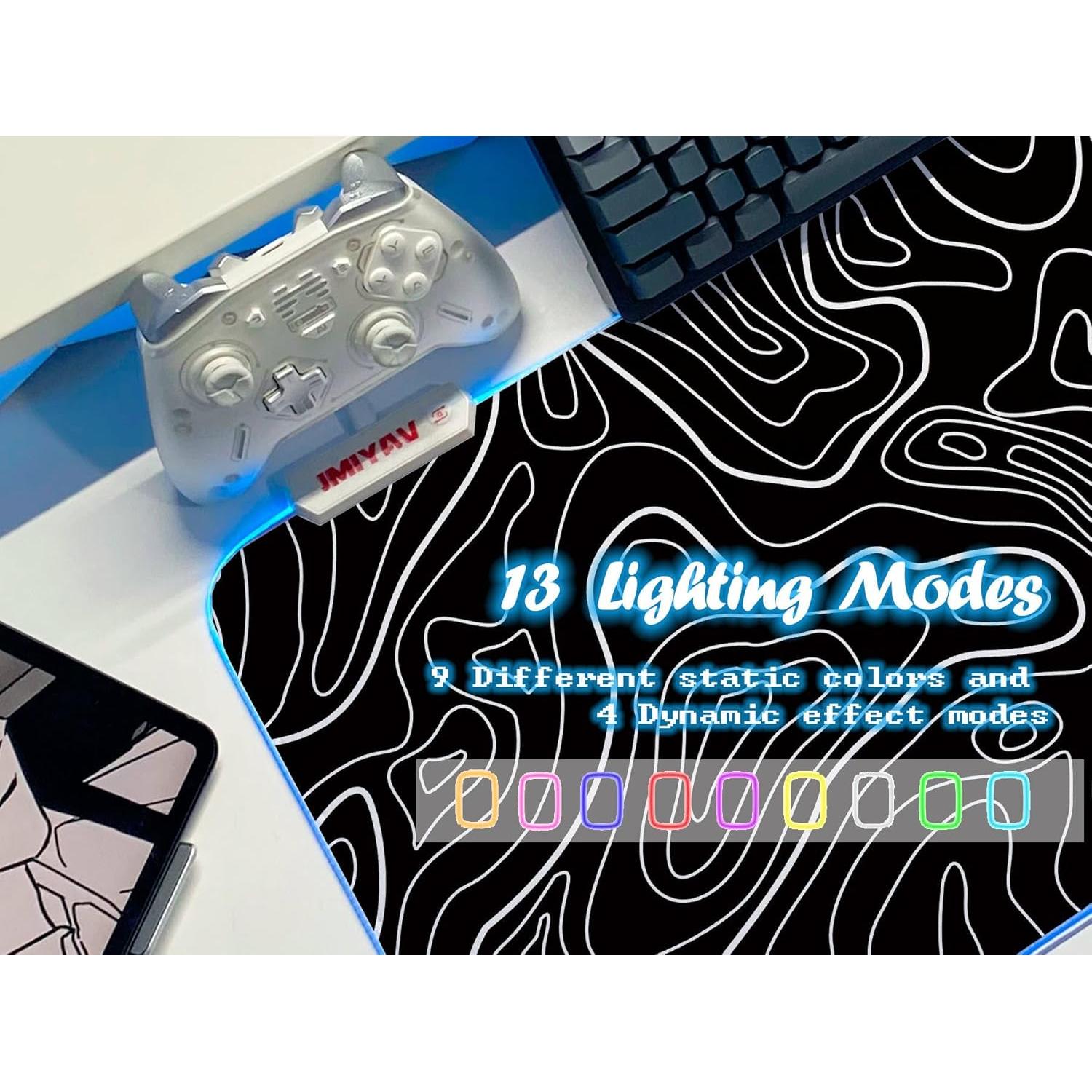 Alfombrilla de Ratón JMIYAV RGB Extra Grande 80x30cm Antideslizante