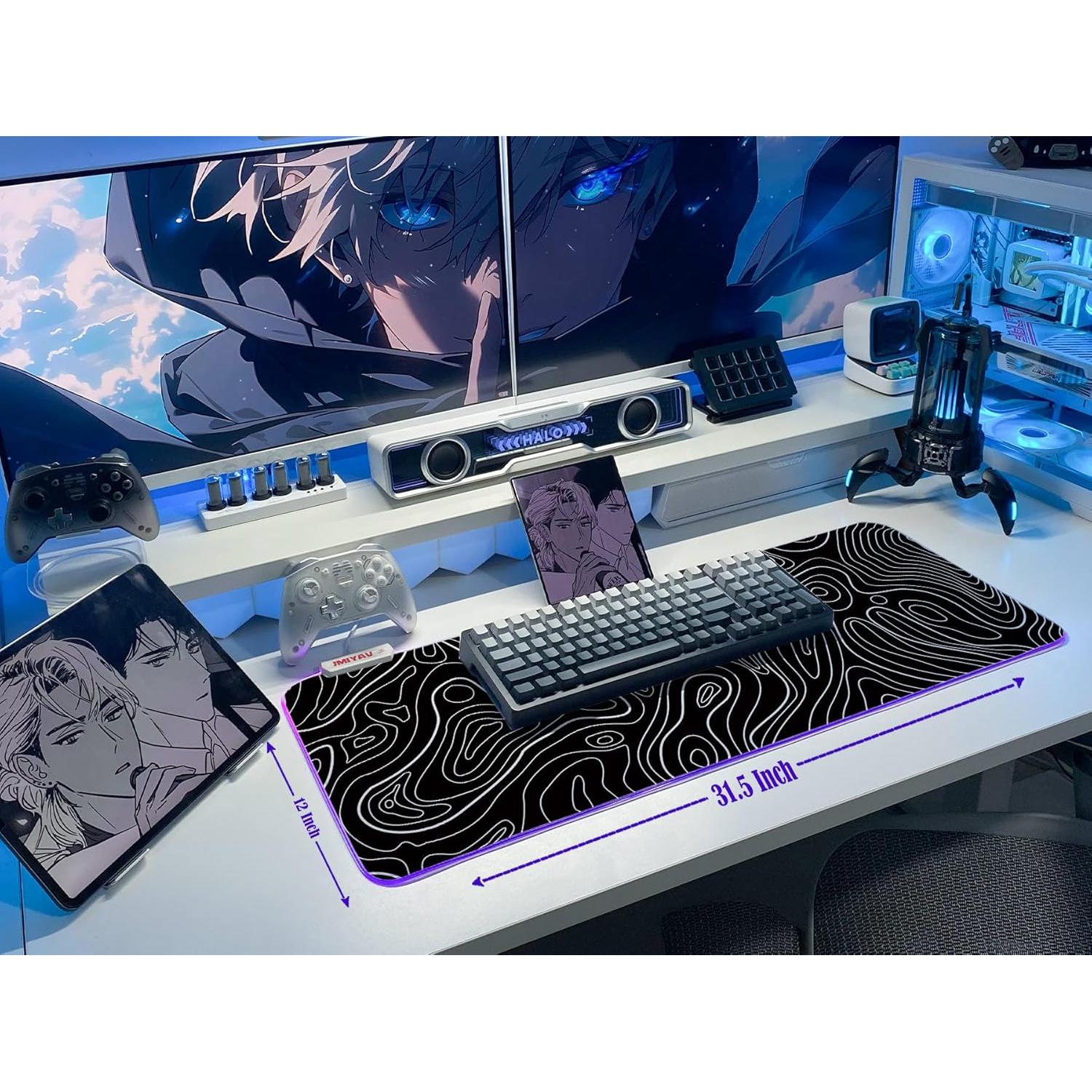 Alfombrilla de Ratón JMIYAV RGB Extra Grande 80x30cm Antideslizante