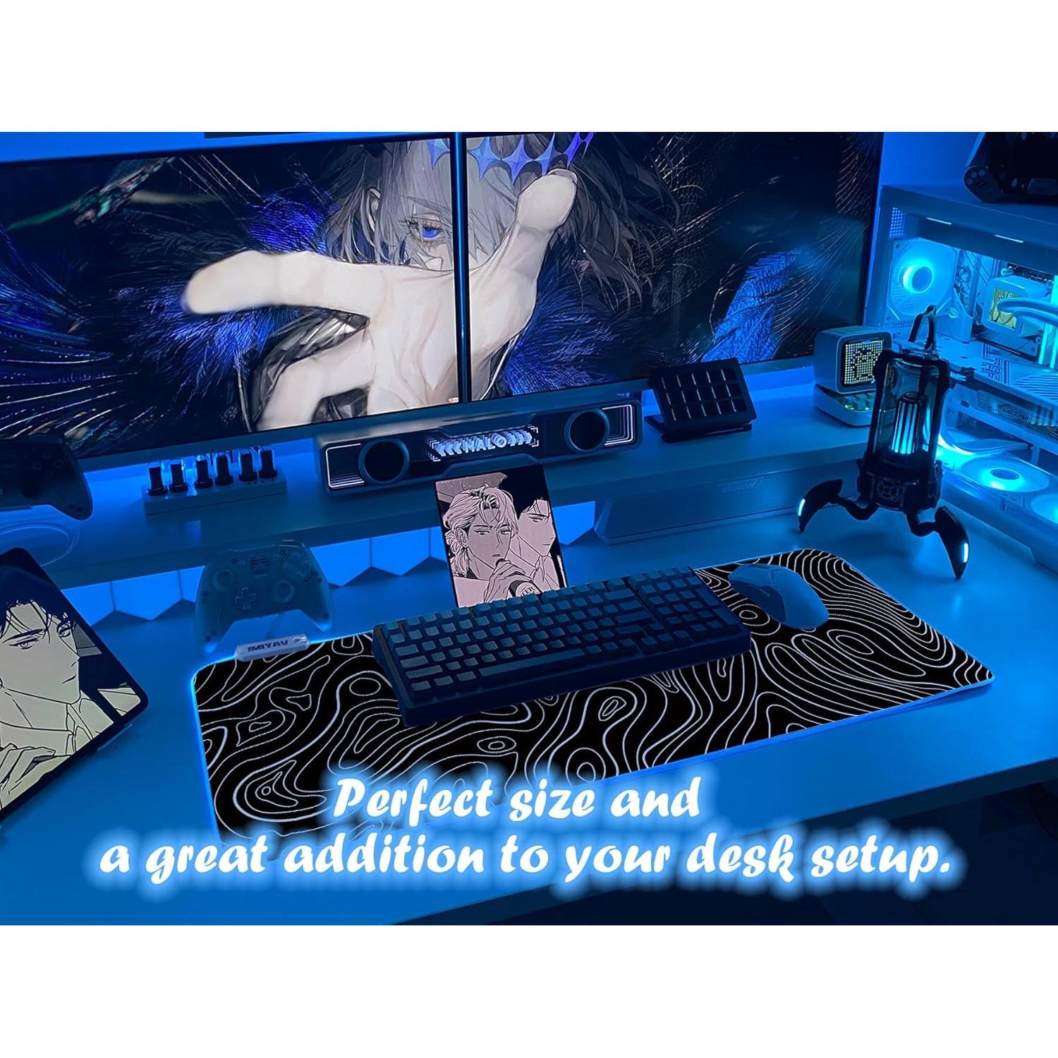 Alfombrilla de Ratón JMIYAV RGB Extra Grande 80x30cm Antideslizante