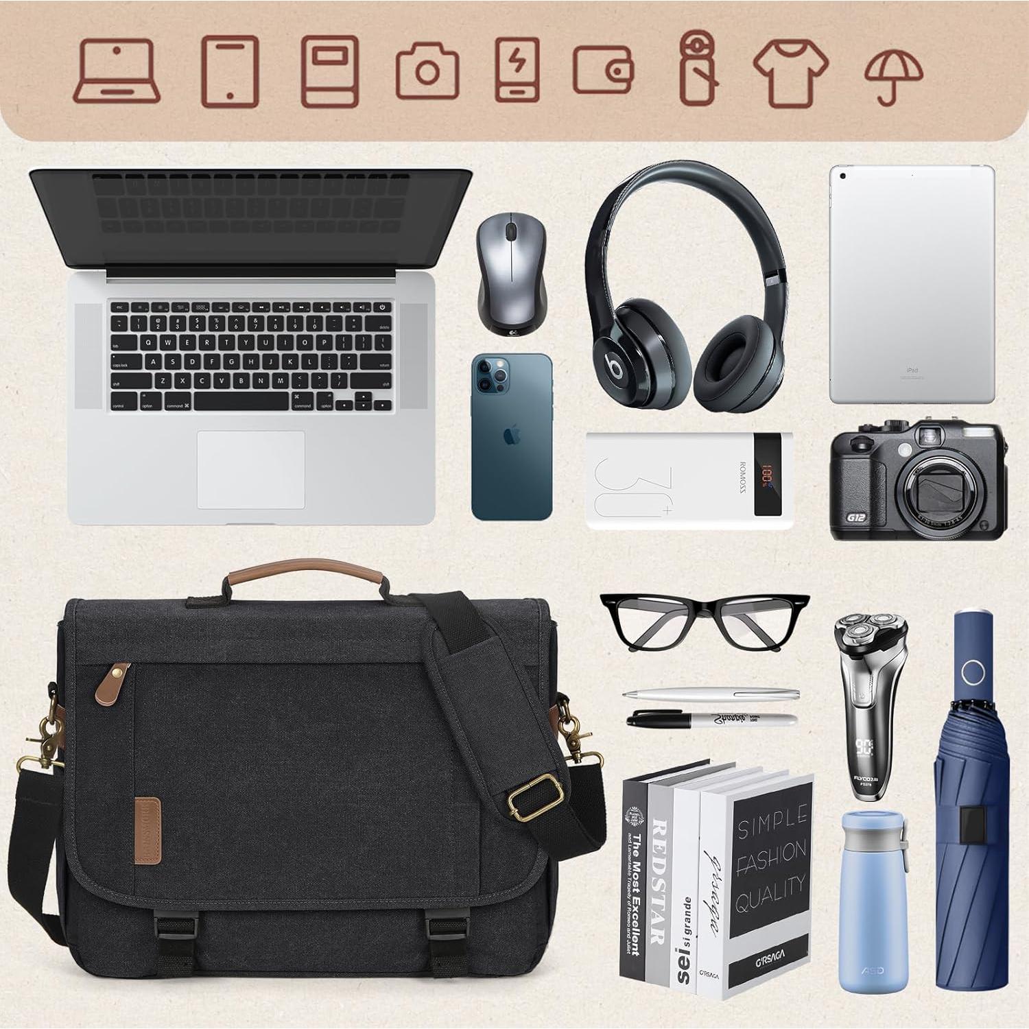 Bolsa Mensajera RAINSMORE para Laptop 17" Impermeable Negra