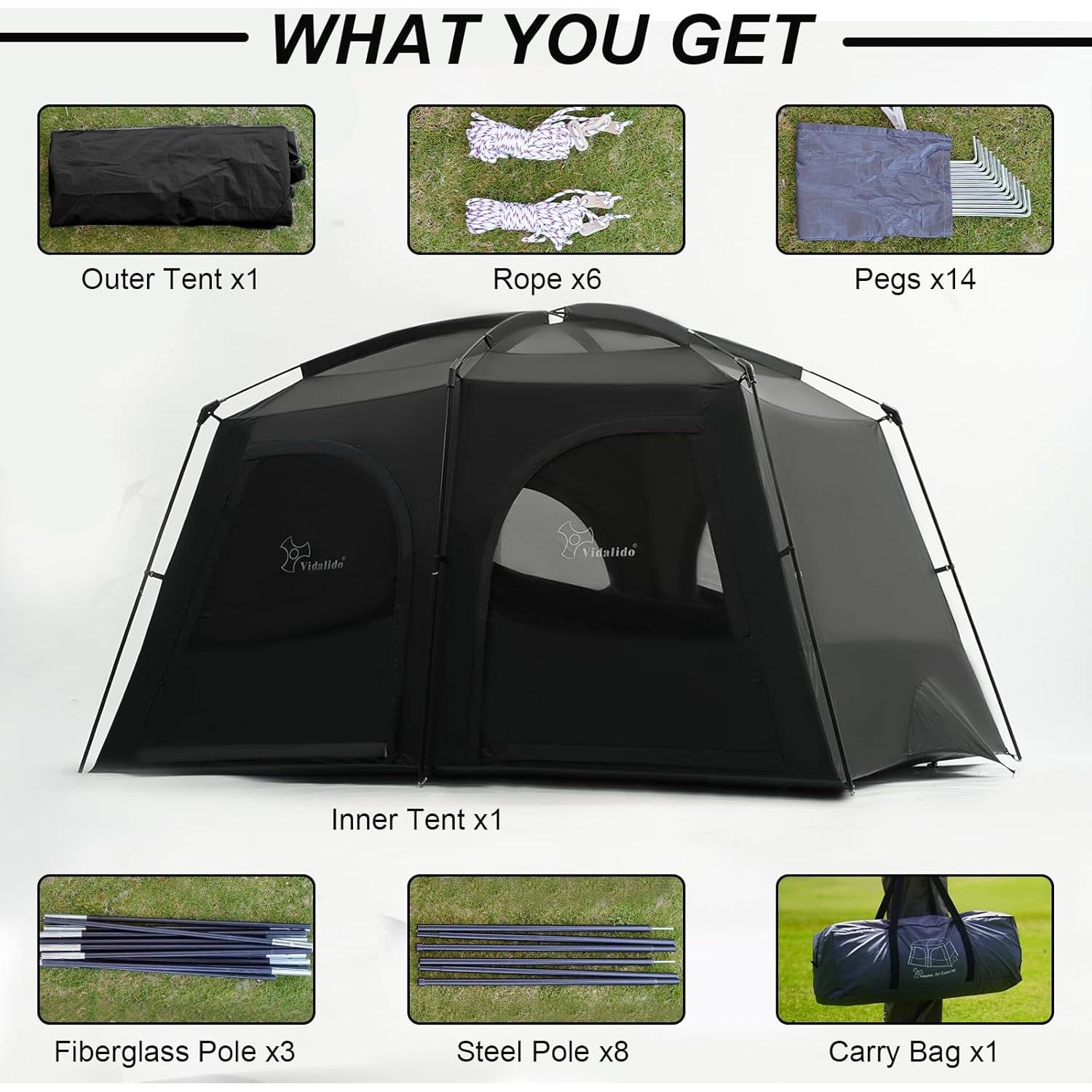 Tienda de Camping Vidalido para 8 Personas Impermeable 360x240cm