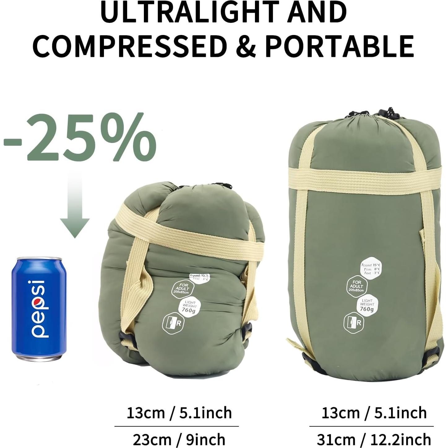 Saco de dormir ultraligero NewDoar CBG017 - 10-21°C, 0.68kg