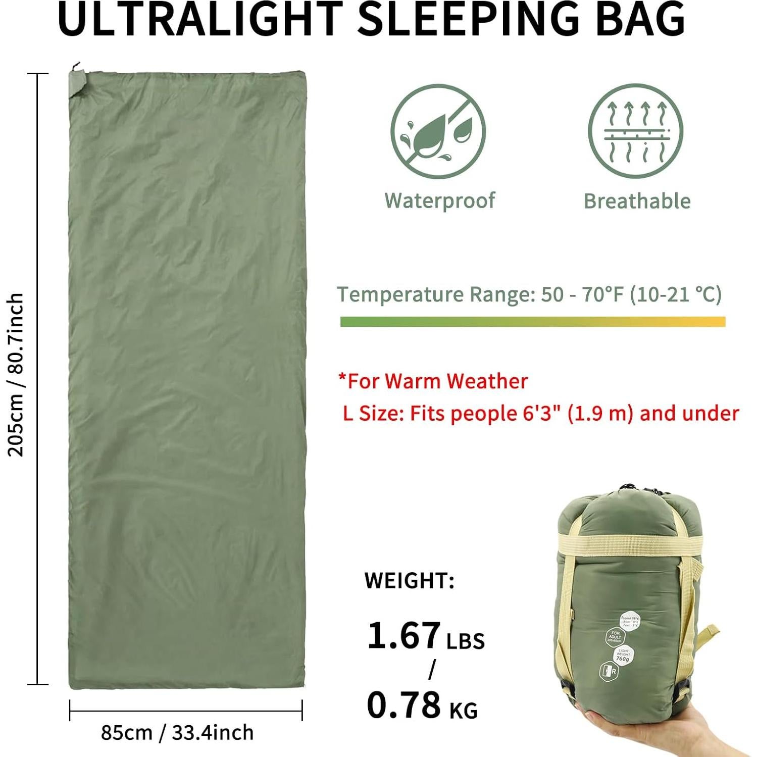 Saco de dormir ultraligero NewDoar CBG017 - 10-21°C, 0.68kg