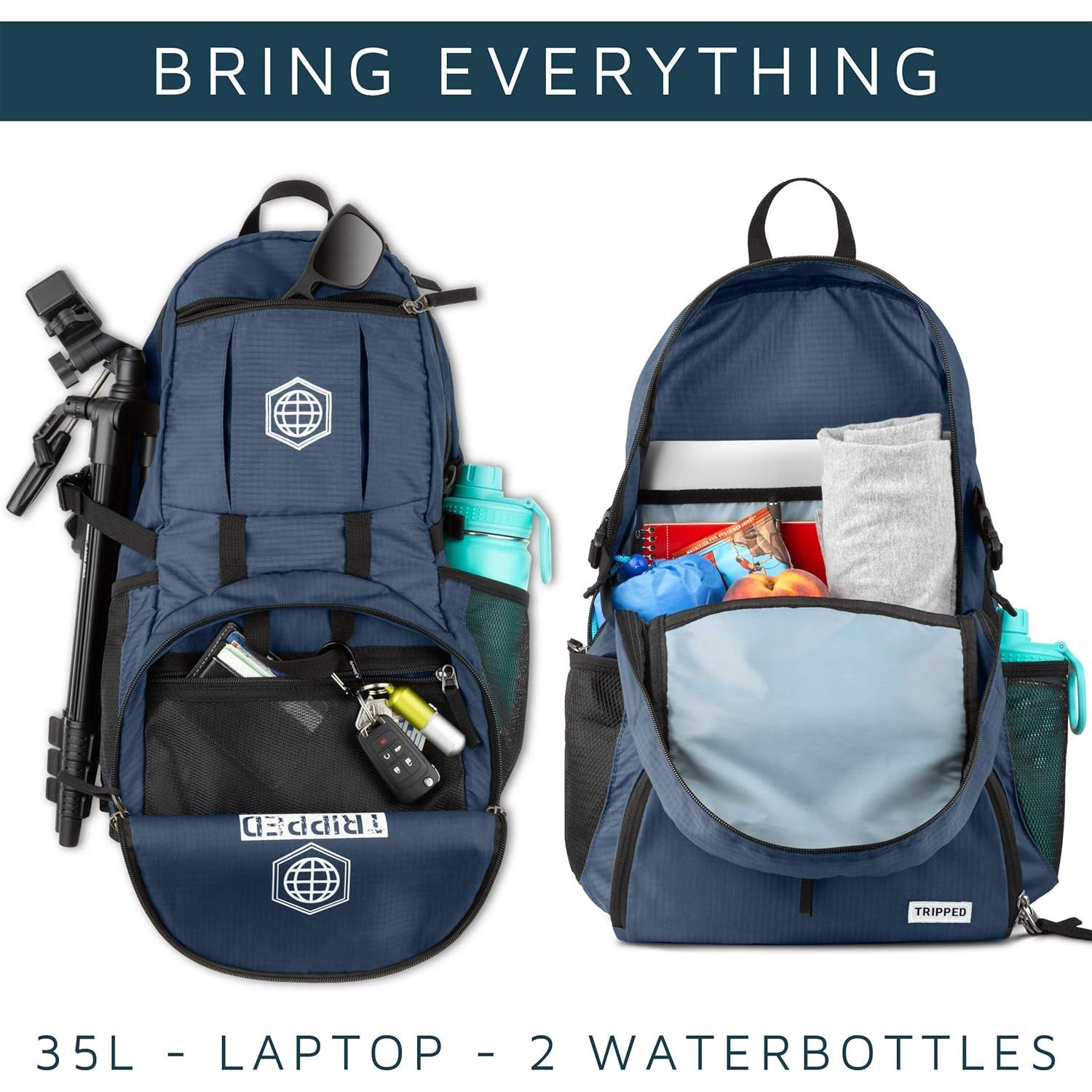 Mochila de Viaje TRIPPED 35L Plegable y Ligera Azul