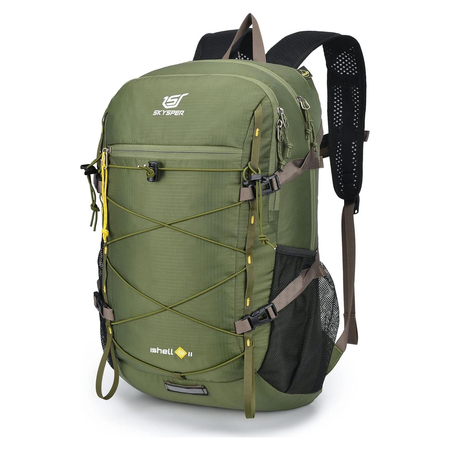 Mochila de Senderismo Plegable SKYSPER ISHELL 30L Verde