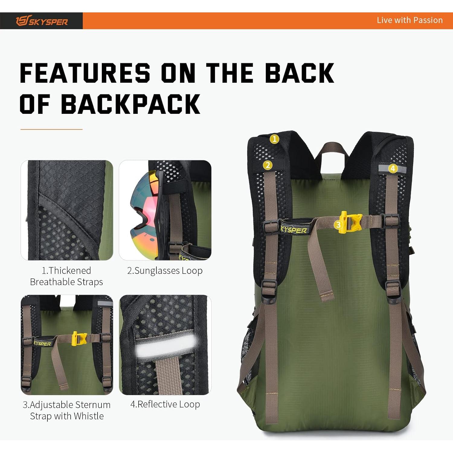 Mochila de Senderismo Plegable SKYSPER ISHELL 30L Verde