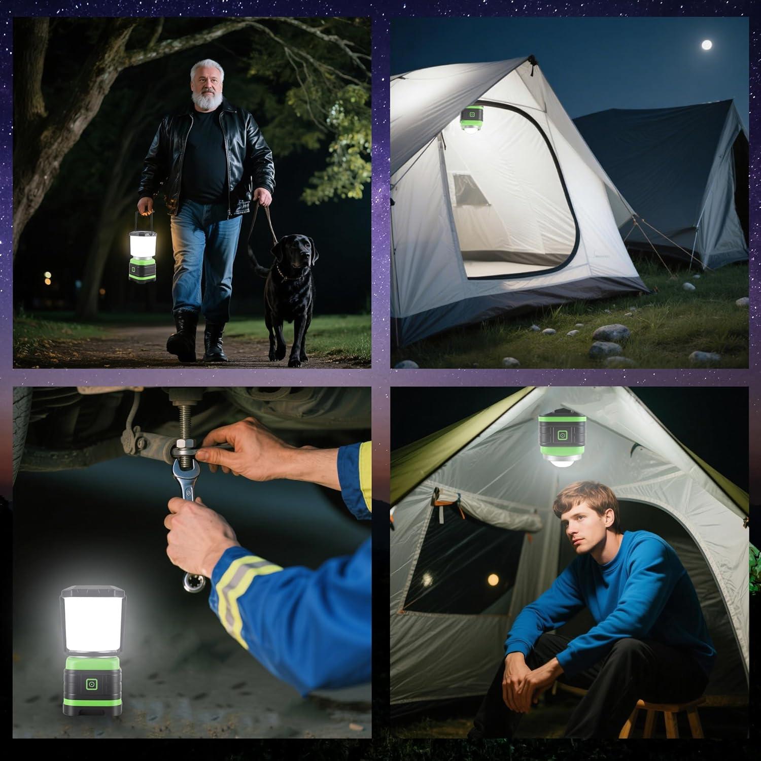 Lámpara LED de Camping Lichamp, 500 Lúmenes, Paquete de 2