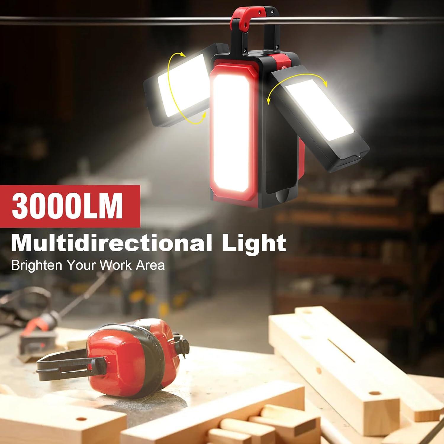 Luz de Camping Recargable SYLSTAR 3000LM con Gancho y Imán